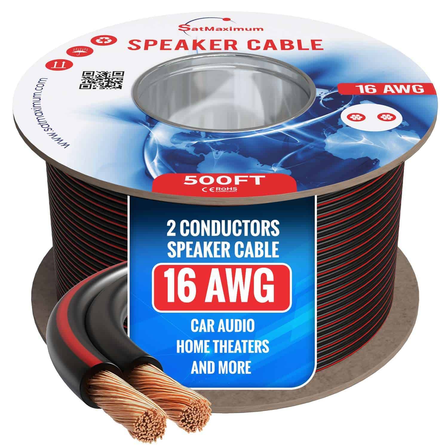 Cable de Altavoz 500FT 16AWG 2 Conductores (16/2) CL3
