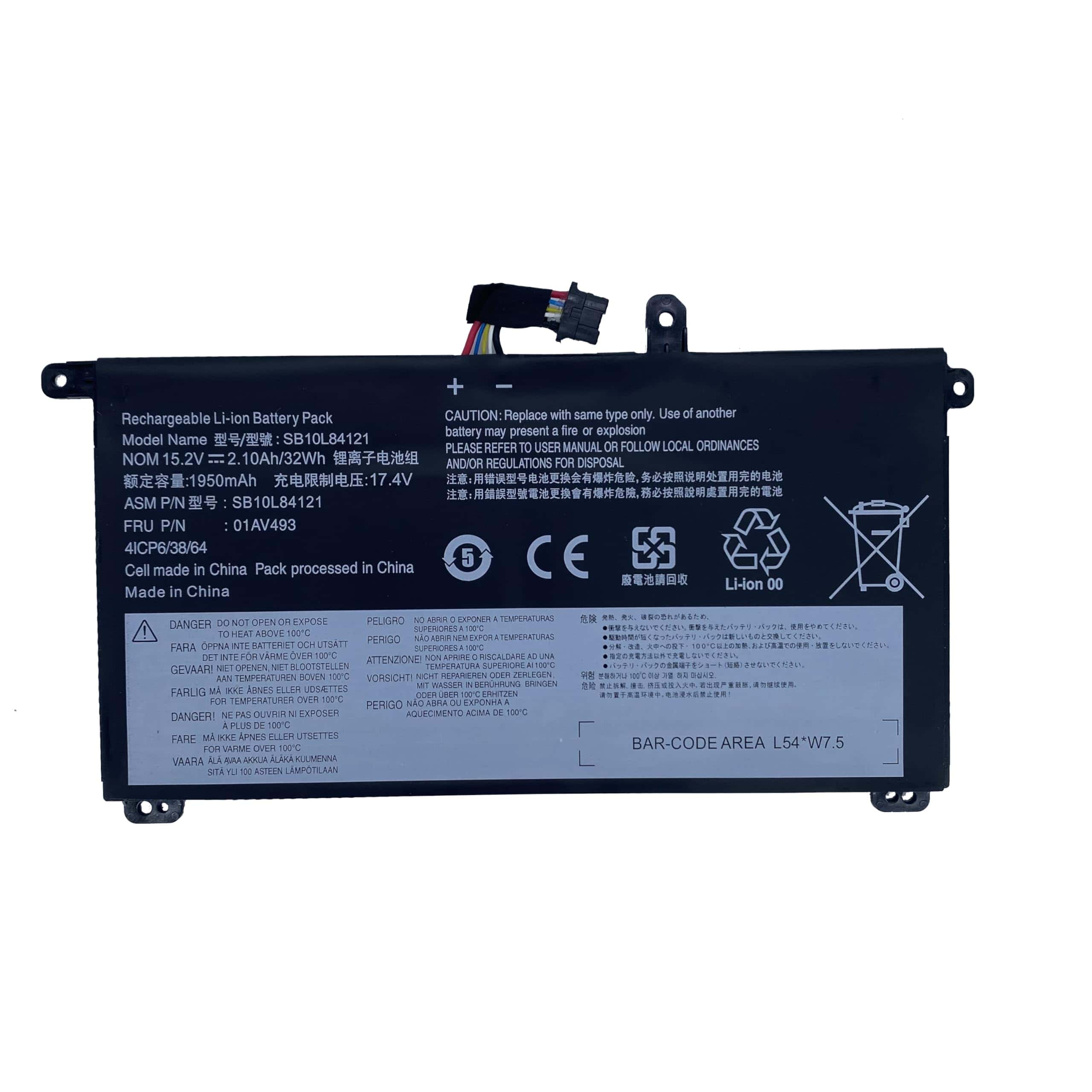 Batería de repuesto para portátil YXKC 01AV493 SB10L84121