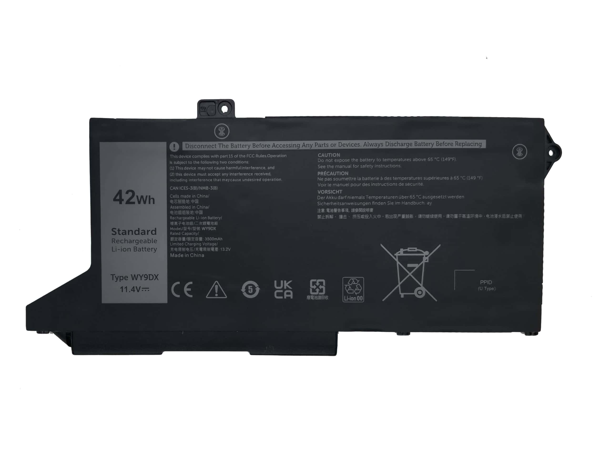 Batería de repuesto para laptop YXKC WY9DX compatible con