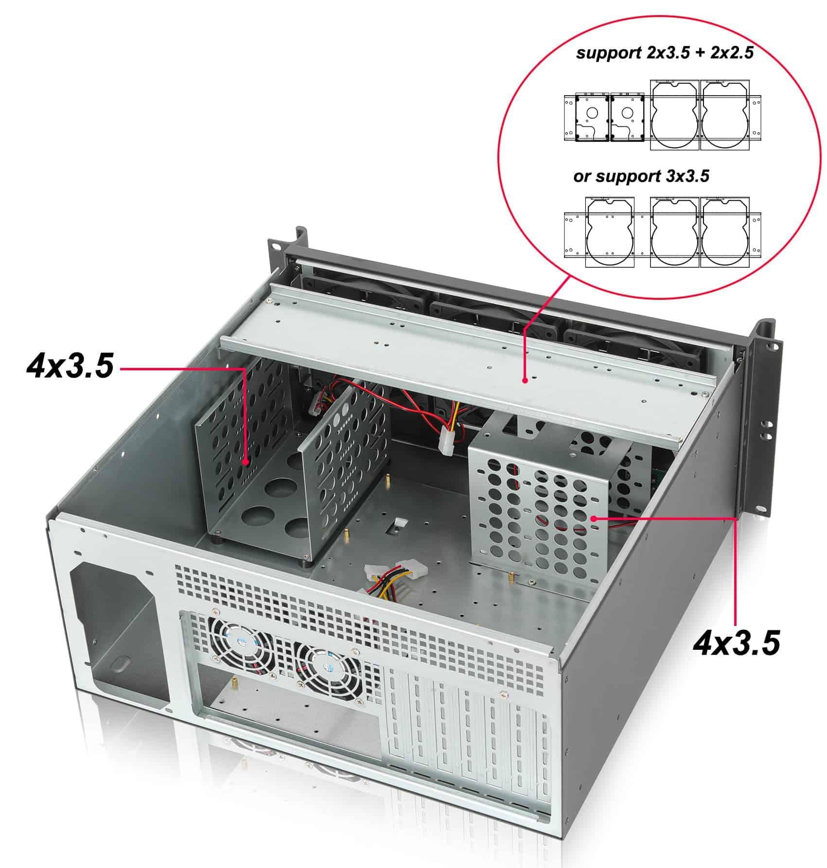 Rackchoice 4U Rackmount Server Chassis 4x3.5 + 3x3.5 o - Image 5