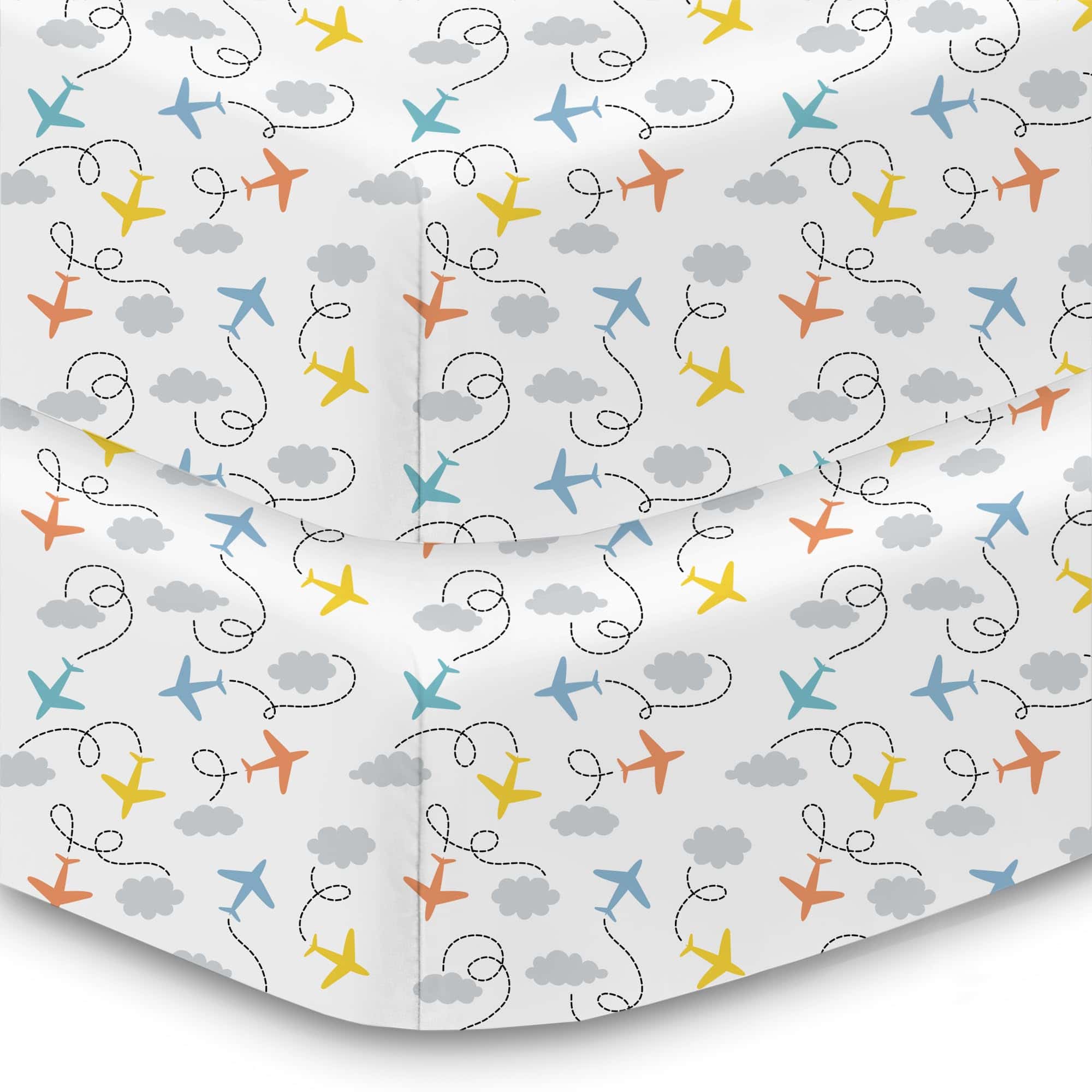 Sábana Ajustable BreathableBaby de Algodón -Aviones