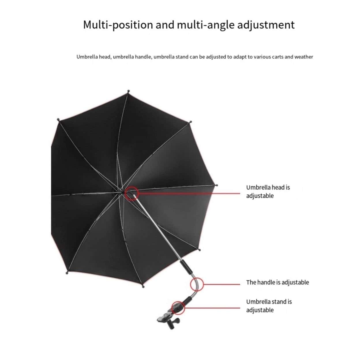 Sombrilla universal para cochecito de bebé Cajuca con - Imagen 4
