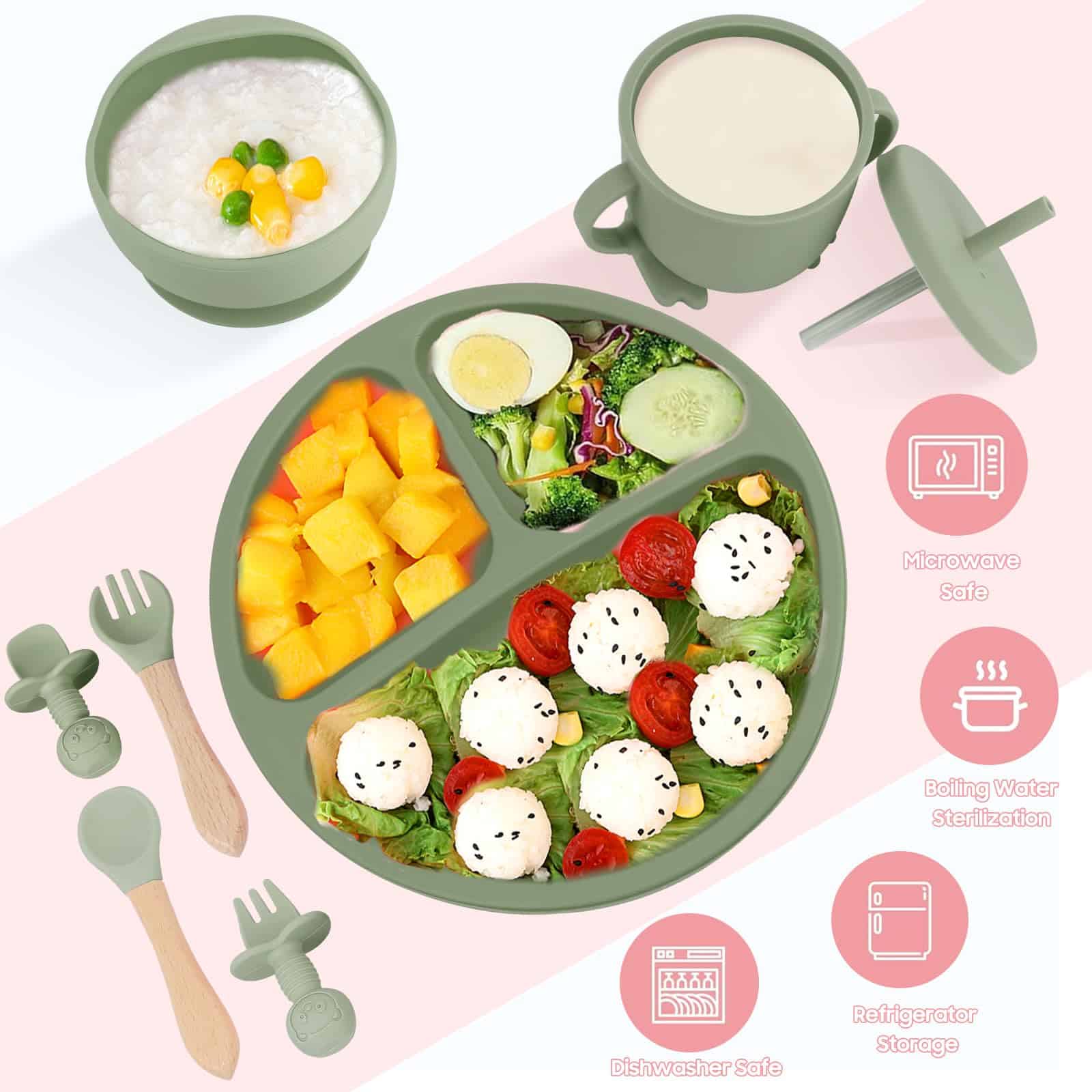 Set de Alimentación para Bebés de Silicona, -Verde - Imagen 4