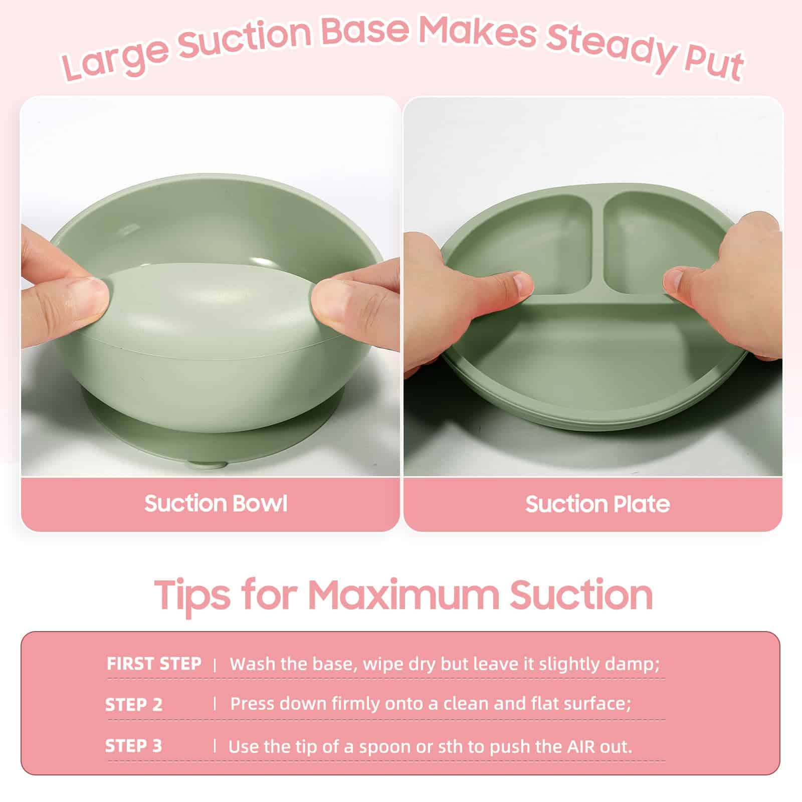 Set de Alimentación para Bebés de Silicona, -Verde - Imagen 5