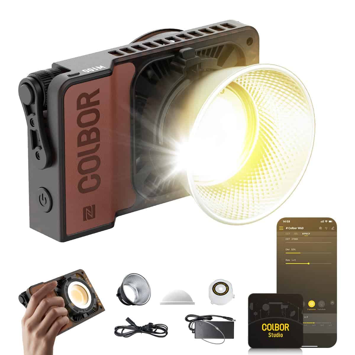 Luz De Video COLBOR W100 100W 2700K-6500K LED -Negro