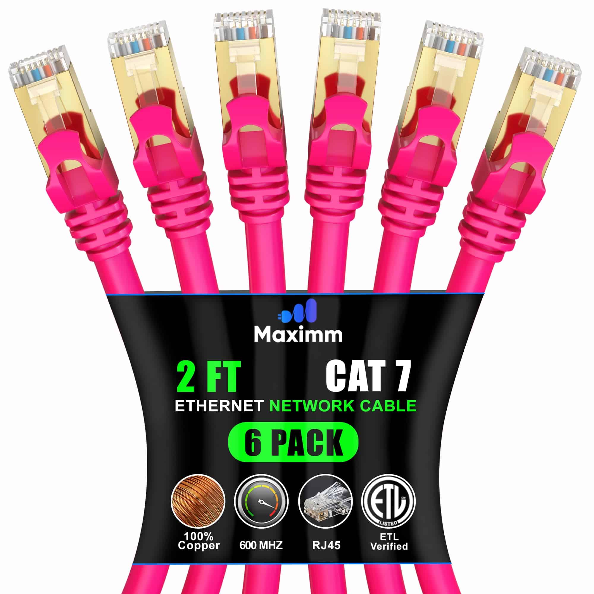 Cable Ethernet Cat 7 de 2 ft - (Paquete de 6) Cable de red