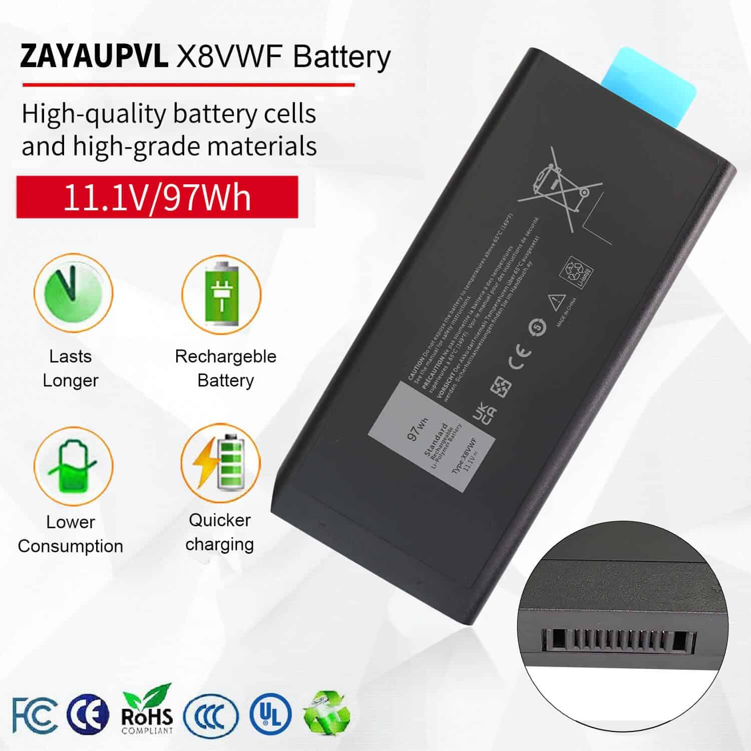 Batería ZAYAUPVL 97Wh X8VWF para Dell Latitude 14 Rugged - Imagen 3