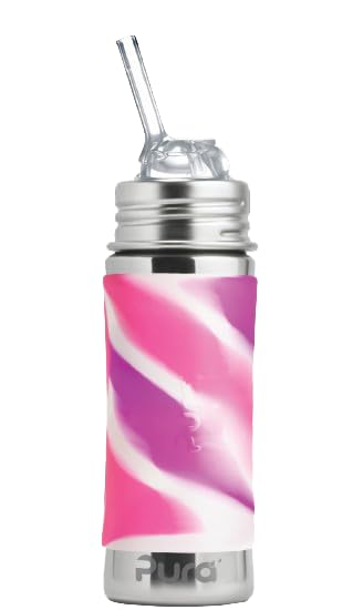 Pura Kiki Botella de Acero Inoxidable con Pajilla de