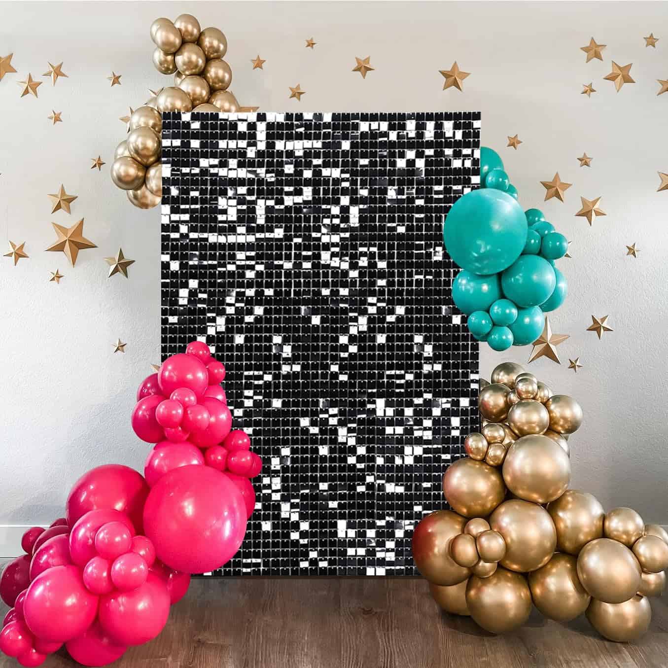 Fondo de Lentejuelas Negras 3FTx4FT para Decoración de