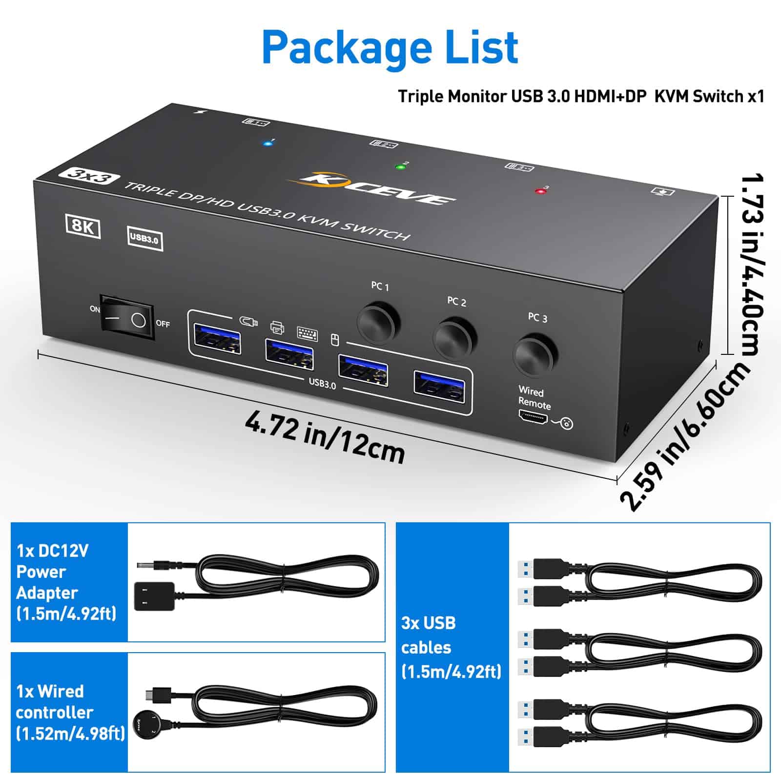 2 DisplayPort + HDMI USB 3.0 KVM Switch 3 Monitores 3 - Imagen 10