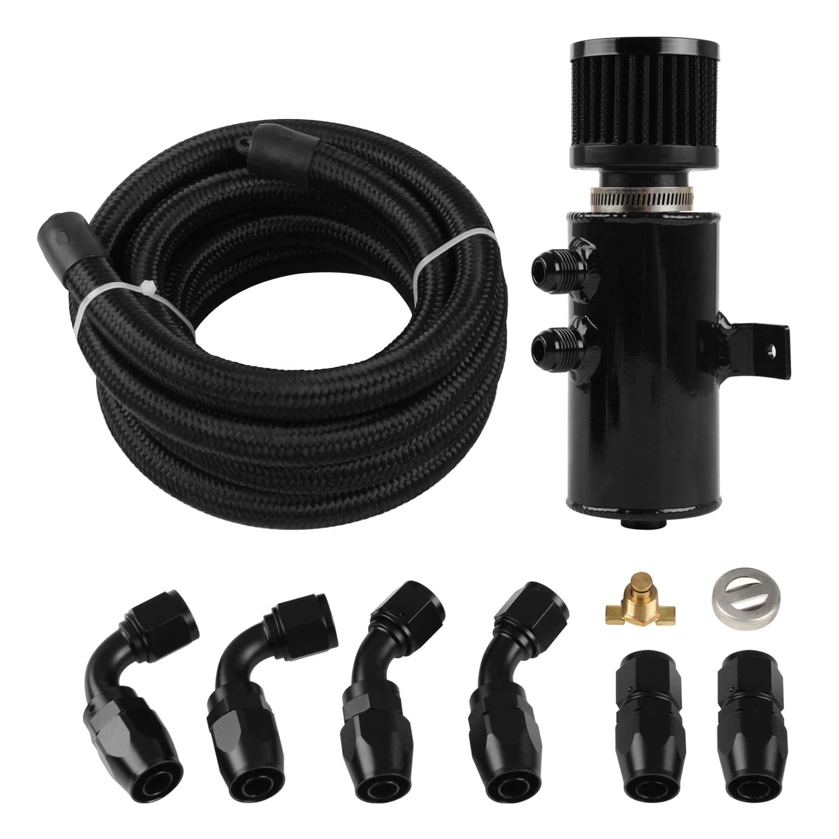 10AN Baffled Oil Catch Can Breather Can con Válvula de