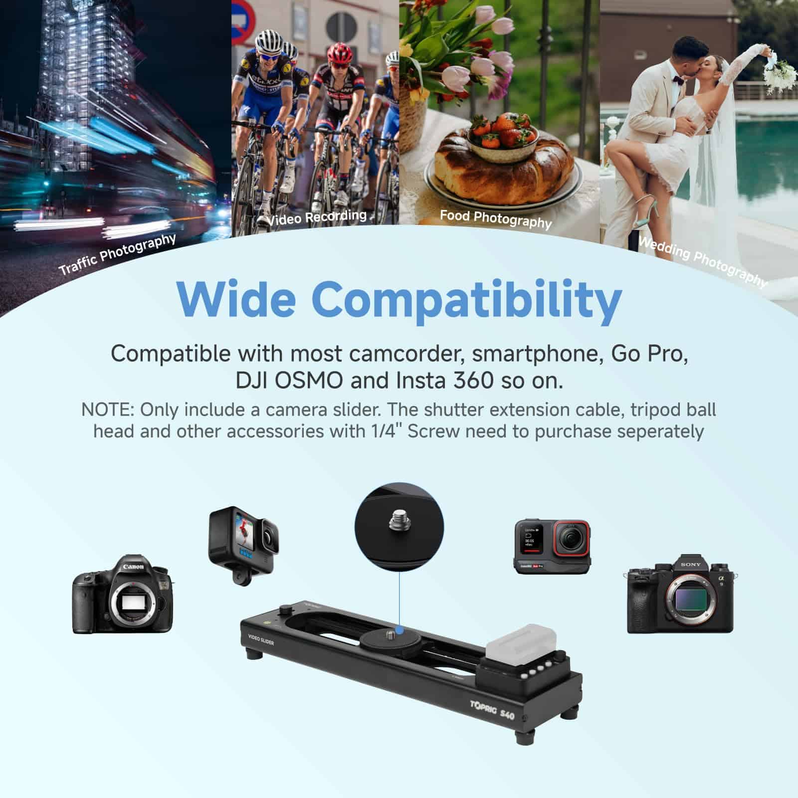 Accsoon TOPRIG-S6 Slider Motorizzato Per Fotocamera, Elettrico Per Reflex, Follow Focus, Time-Lapse, Controllo APP, Carico 4kg, Silenzioso, Per Video Professionali