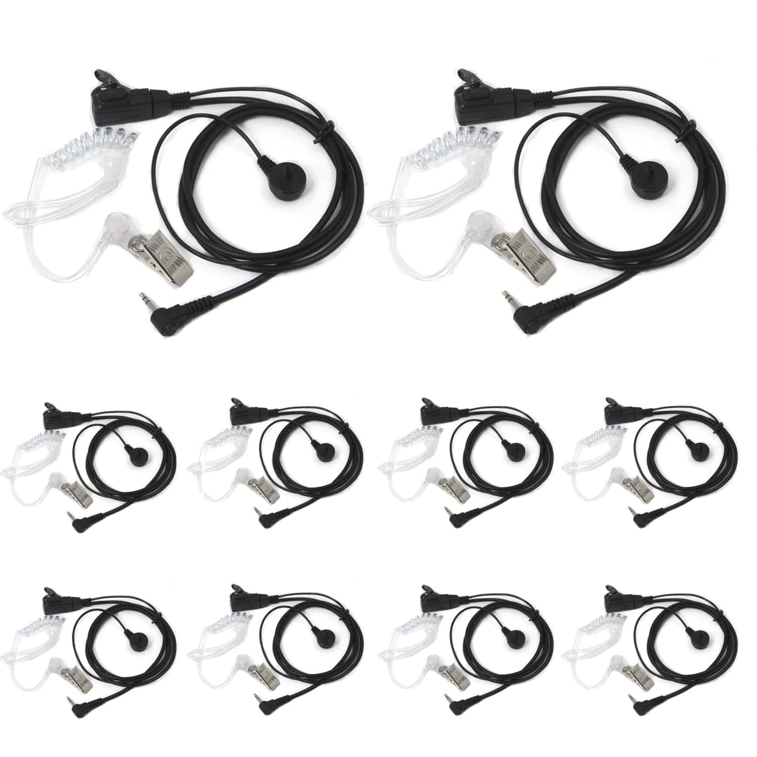 (Paquete de 10) Auricular de tubo acústico transparente de