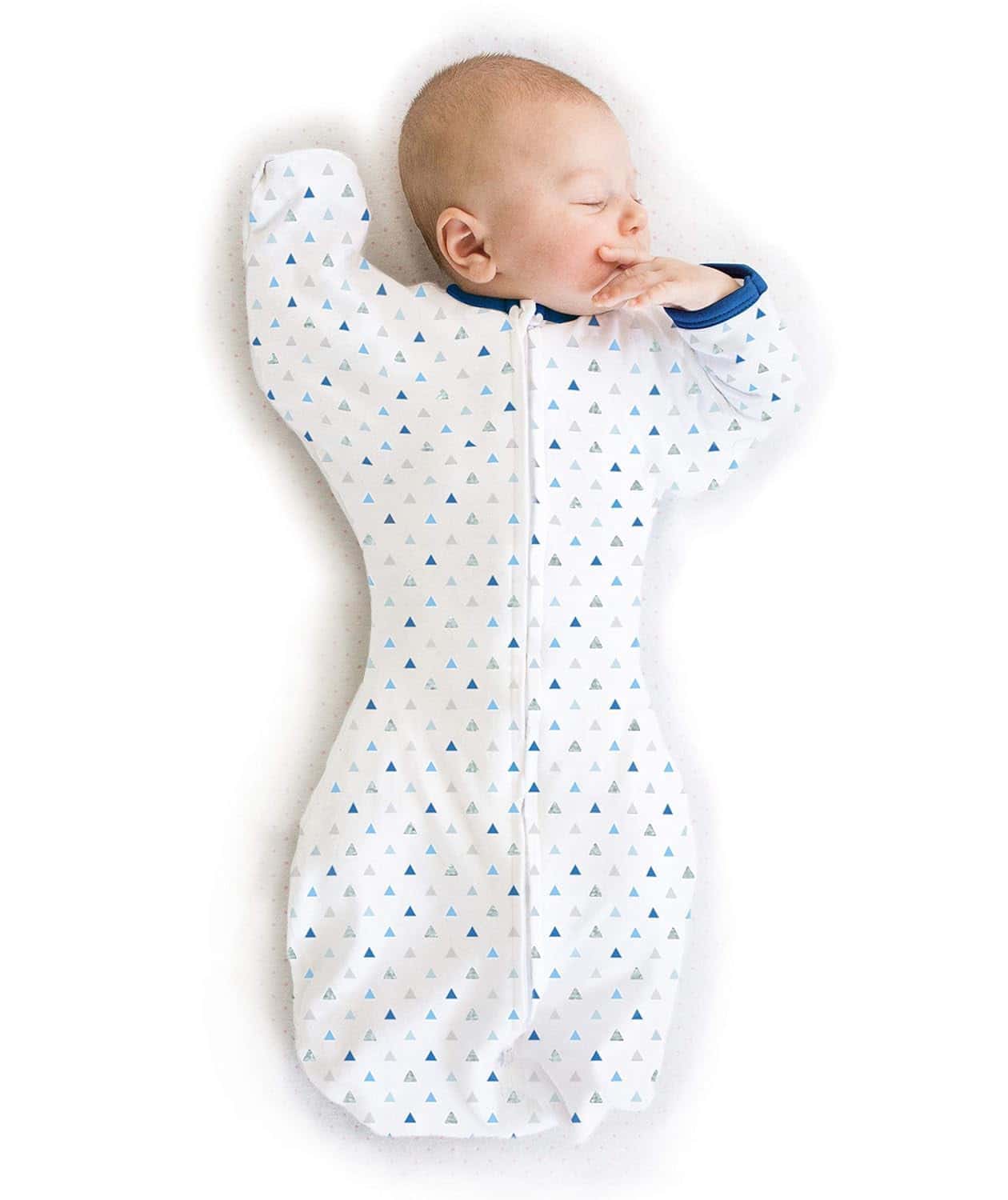 Saco de Transición SwaddleDesigns con -Azul Triángulos Peque