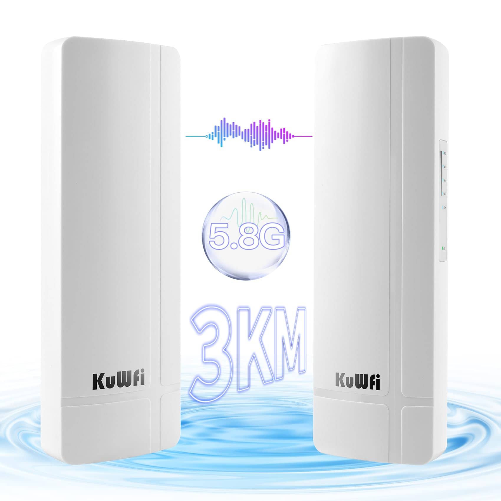 KuWFi 5.8G 3KM Gigabit Wireless WiFi Bridge Punto a Punto