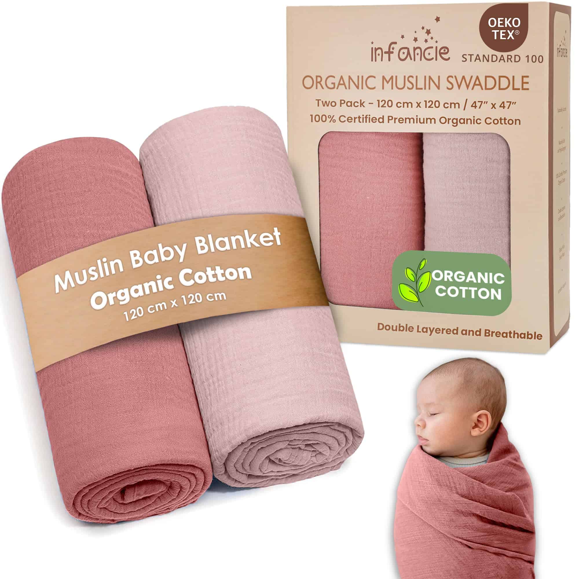 Manta de bebé de muselina de algodón orgánico infantil -