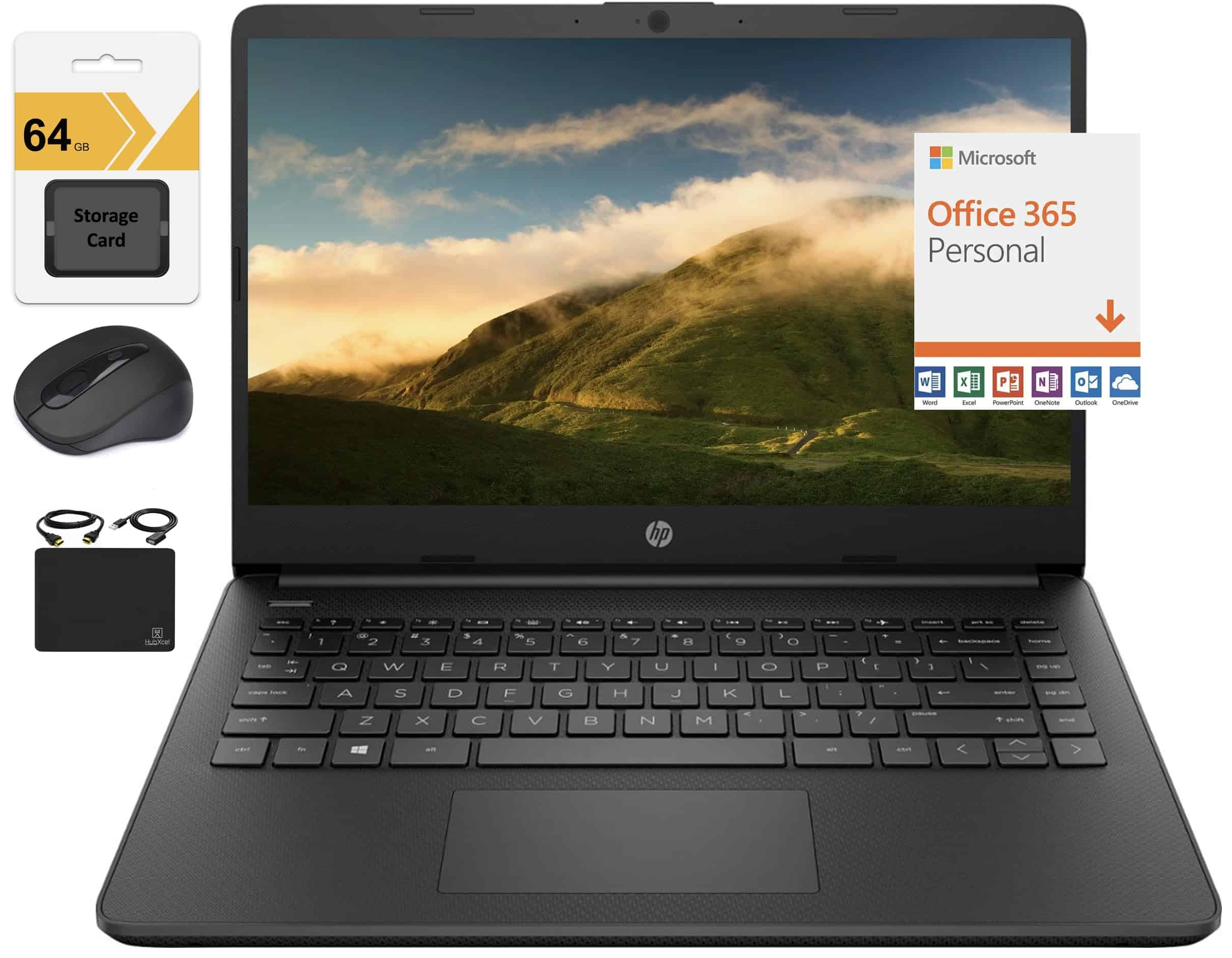 Laptop HP 14 14'' Intel Celeron QuadCore 4GB 128GB -Negro