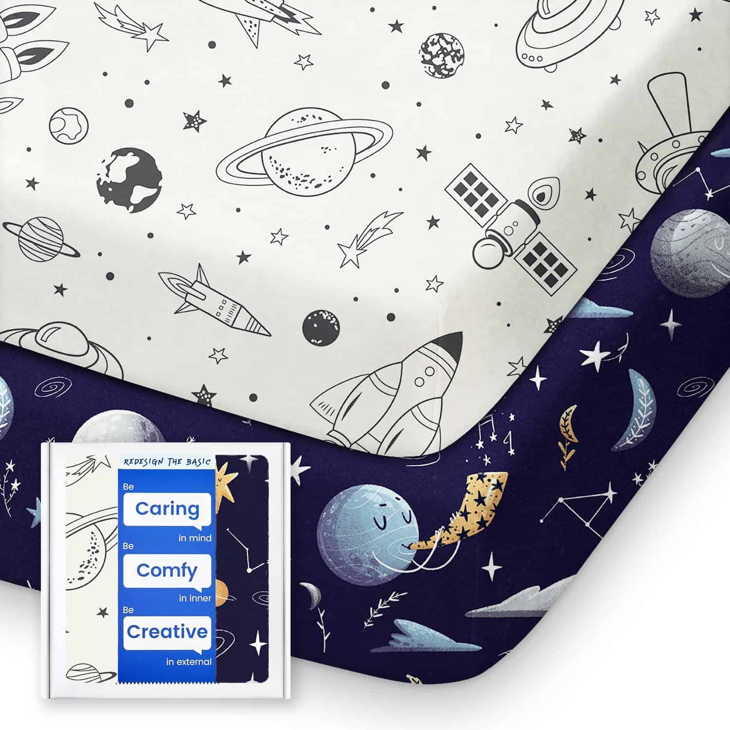 Sábanas Ajustadas Pack N Play, TotBasic Ultra Suaves Space