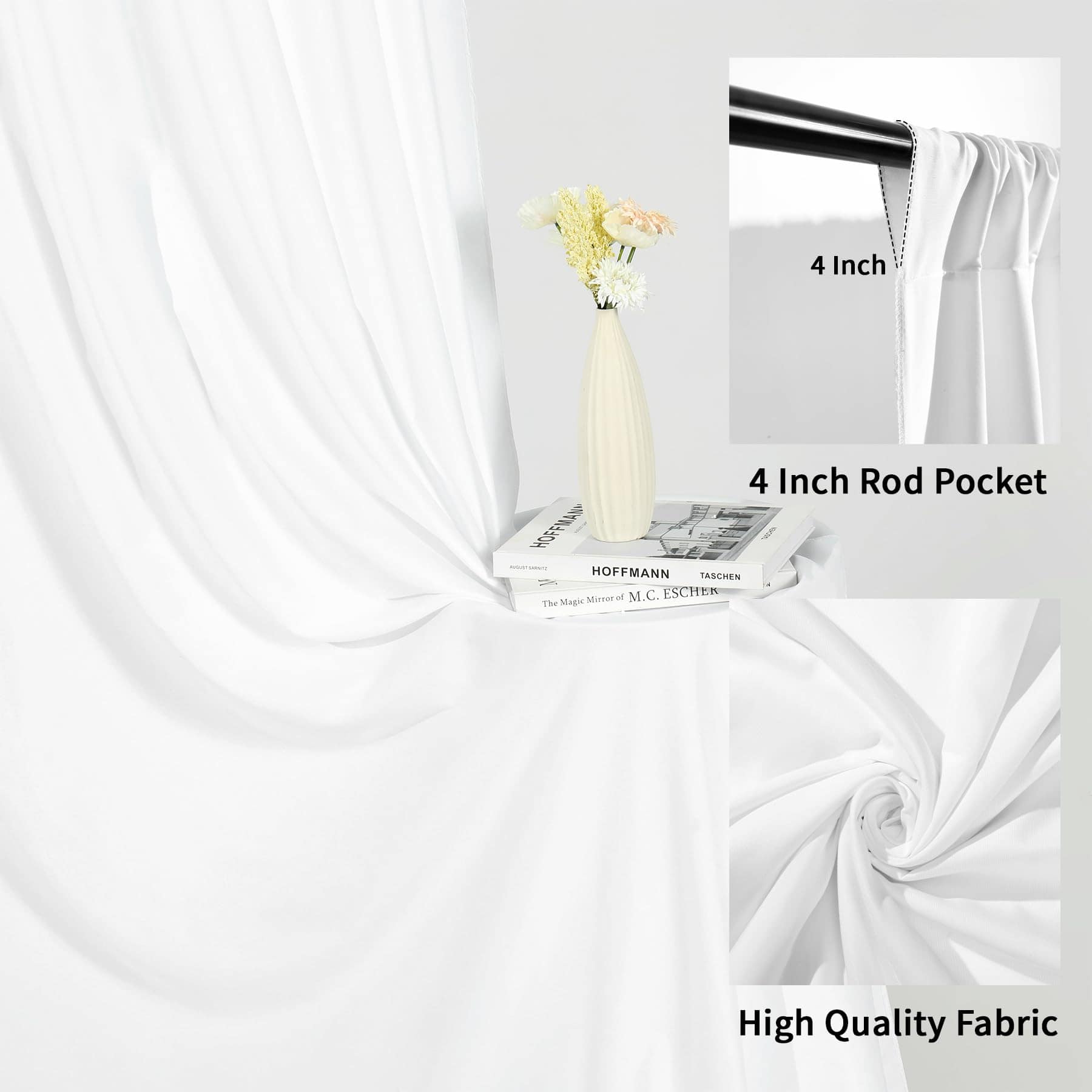 Cortinas de Fondo Blancas de 30x10 pies para Fiestas - - Image 5