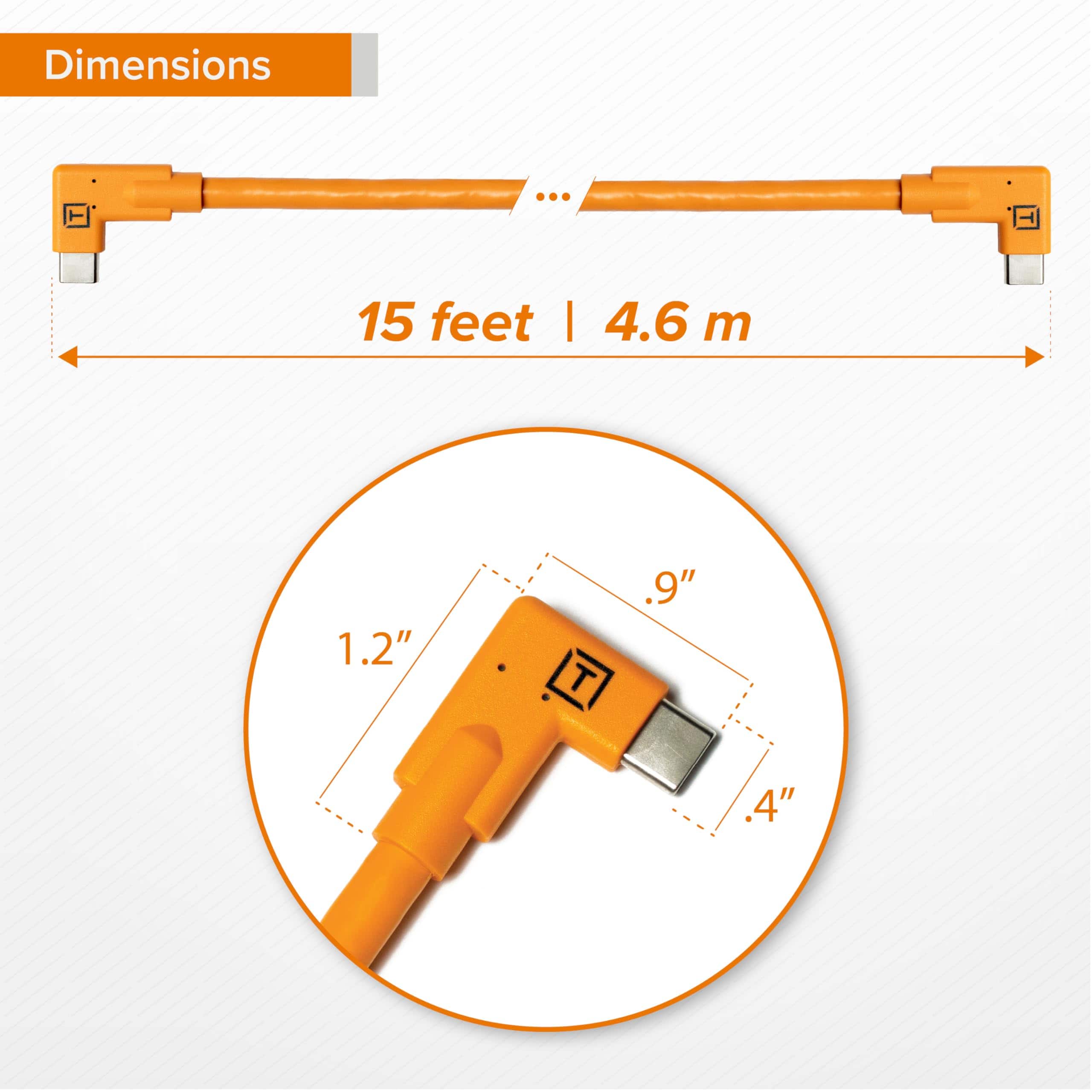 Cable Tether Tools TetherPro USB-C de 15' con Ángulo Recto - Image 5