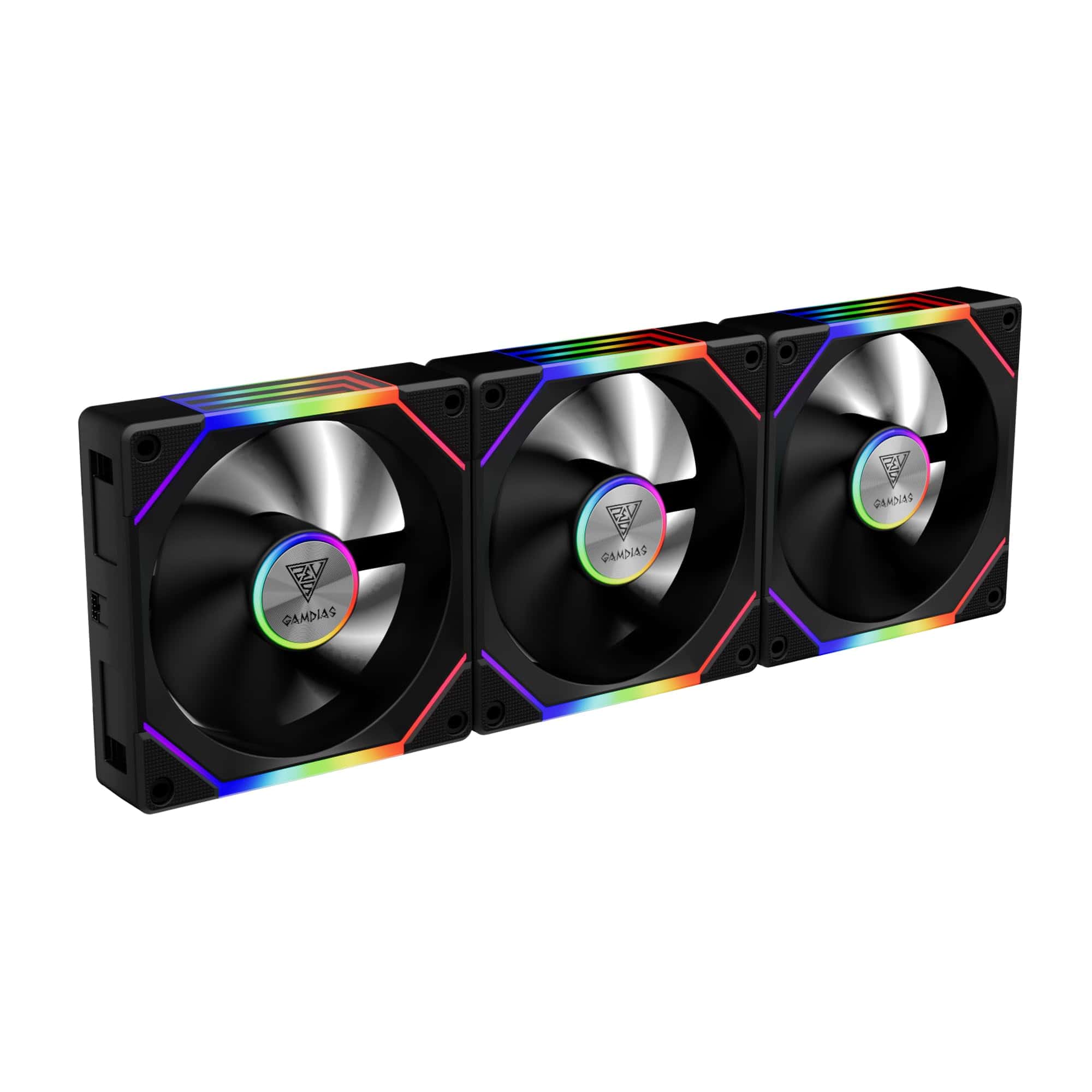 GAMDIAS 3X Ventiladores de Caja ARGB PWM de 120mm, 2 Aspas