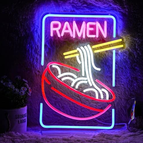 Lampara Luz de Neon GNVETZZL Ramen Para Pared -Blanco