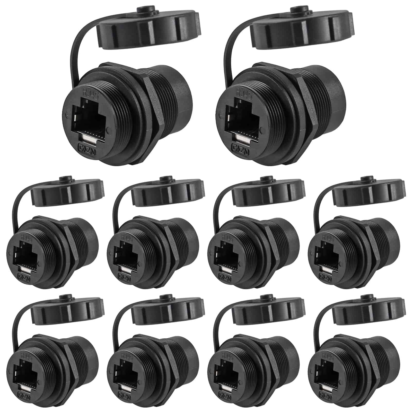 10Pcs Conector RJ45 CAT6 8P8C Panel Mount Blindado Ethernet