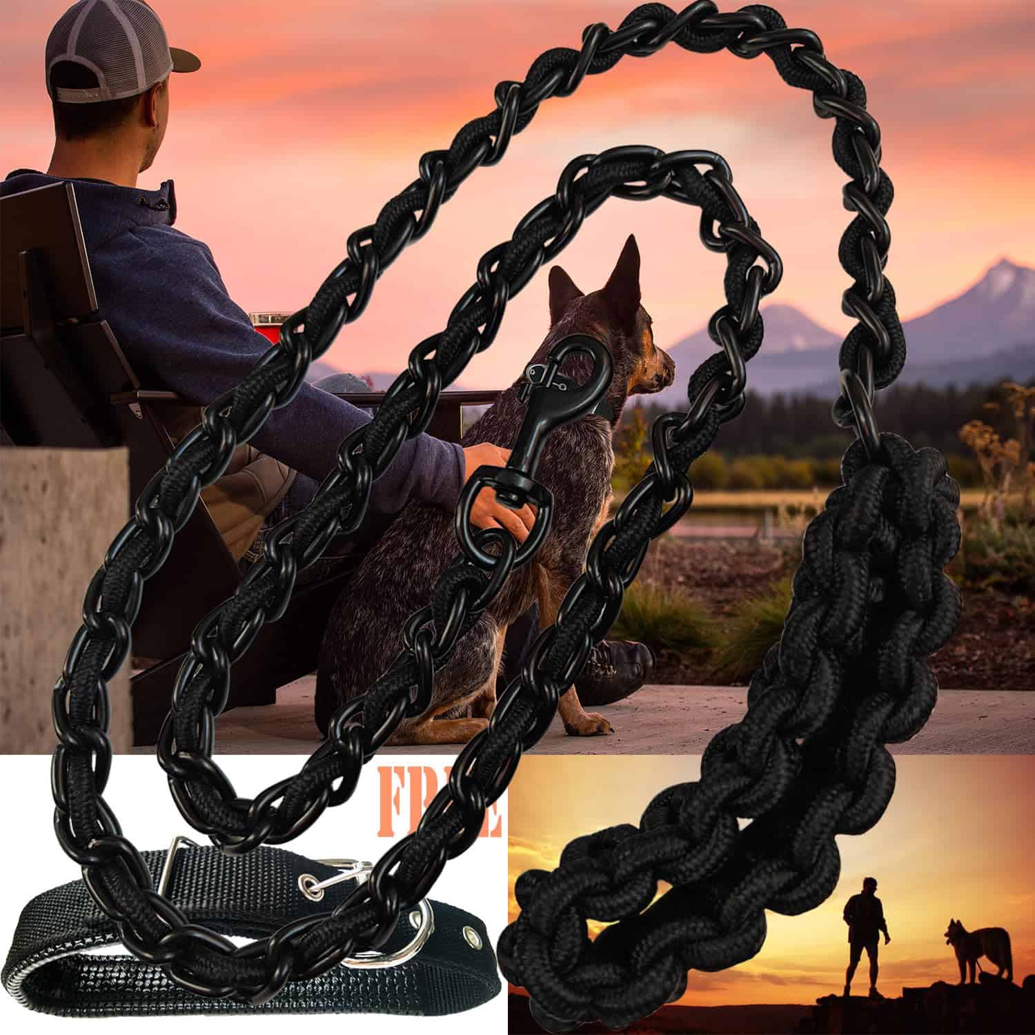 Correa para Perros Cadena Metálica con Collar para - Image 3