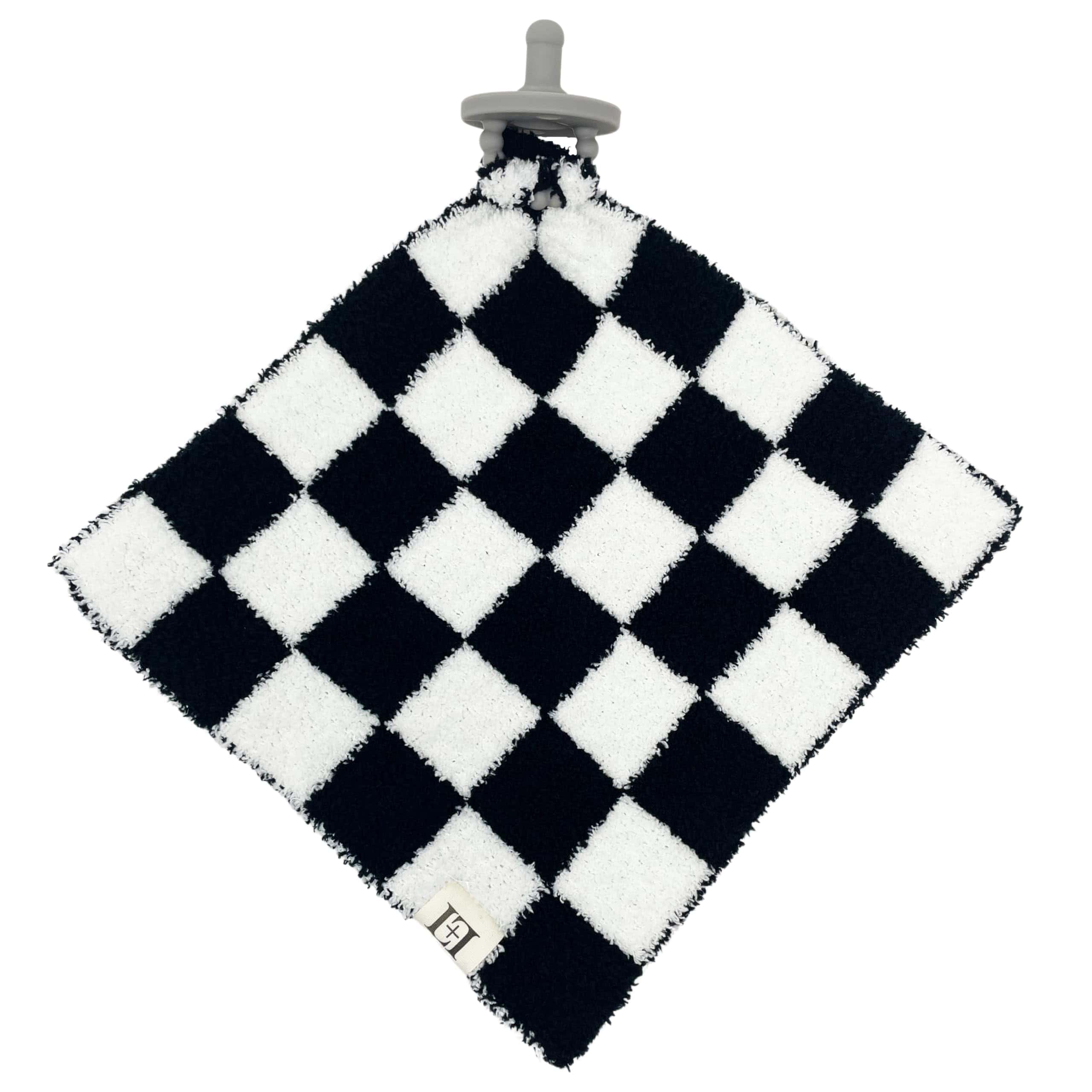 Portachupete de amor para bebé a cuadros 10"x10" - Manta de