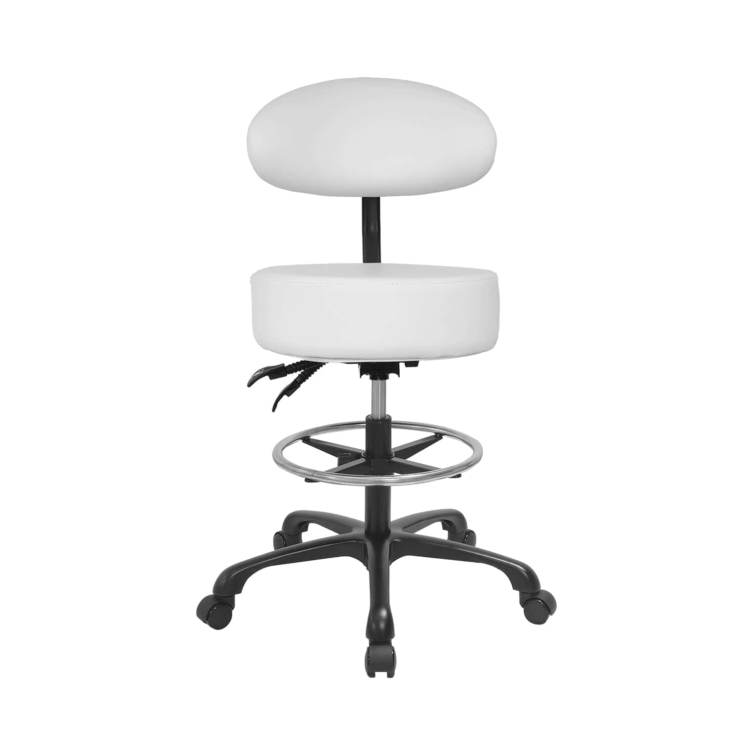 Taburete giratorio con ruedas Lilfurni, silla redonda con