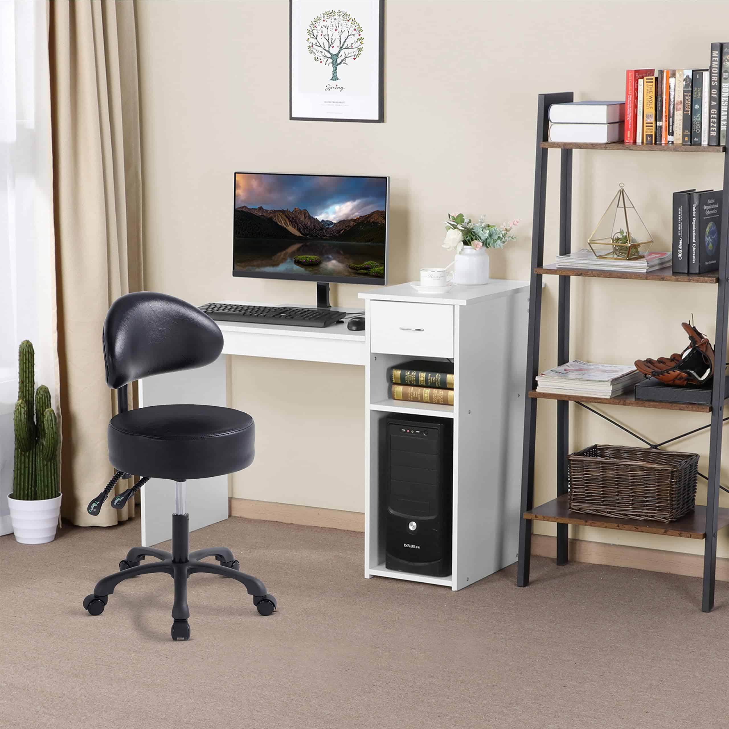 Taburete Giratorio con Ruedas de Lilfurni, Asiento Redondo - Imagen 3