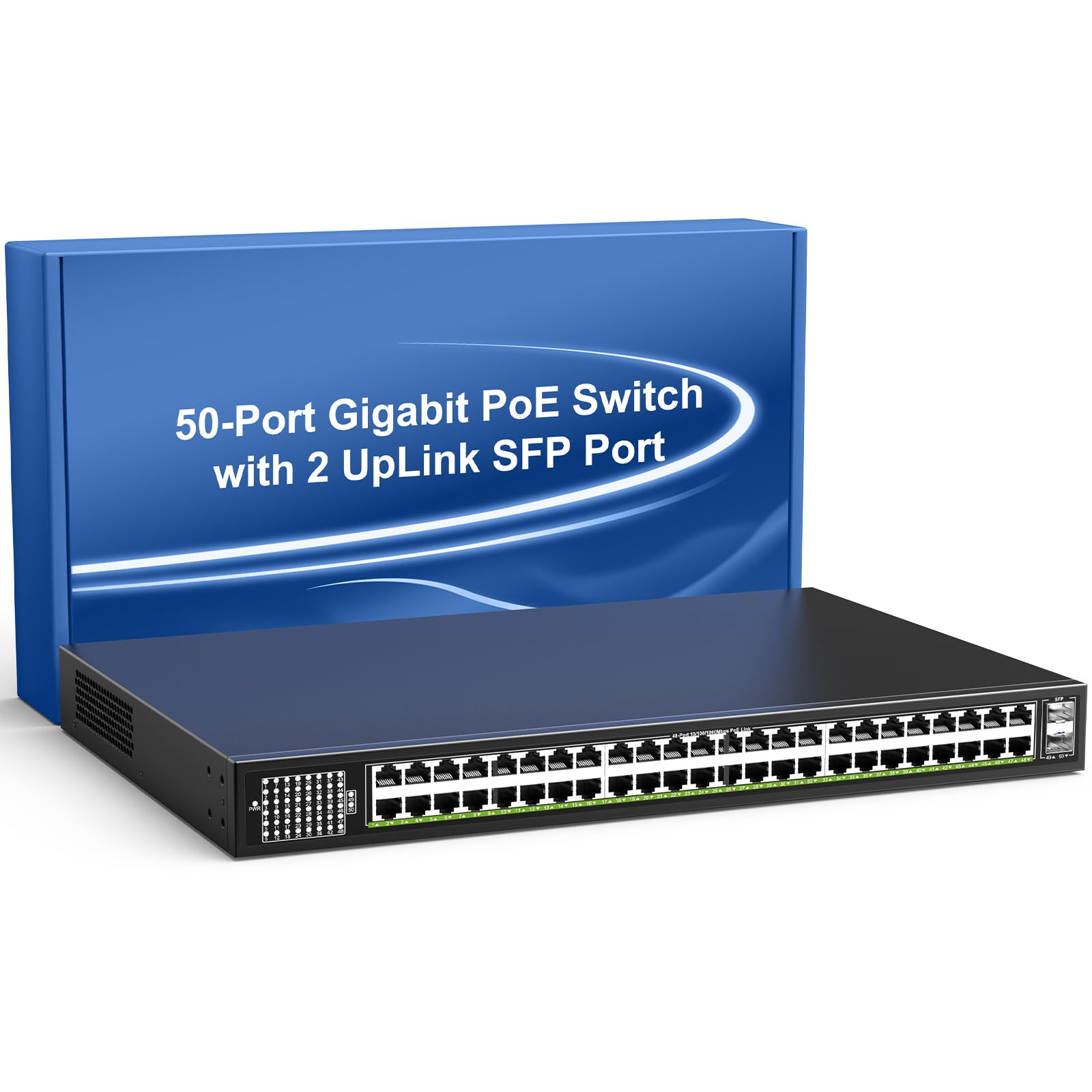 Switch PoE de 48 Puertos Gigabit no administrado con 2