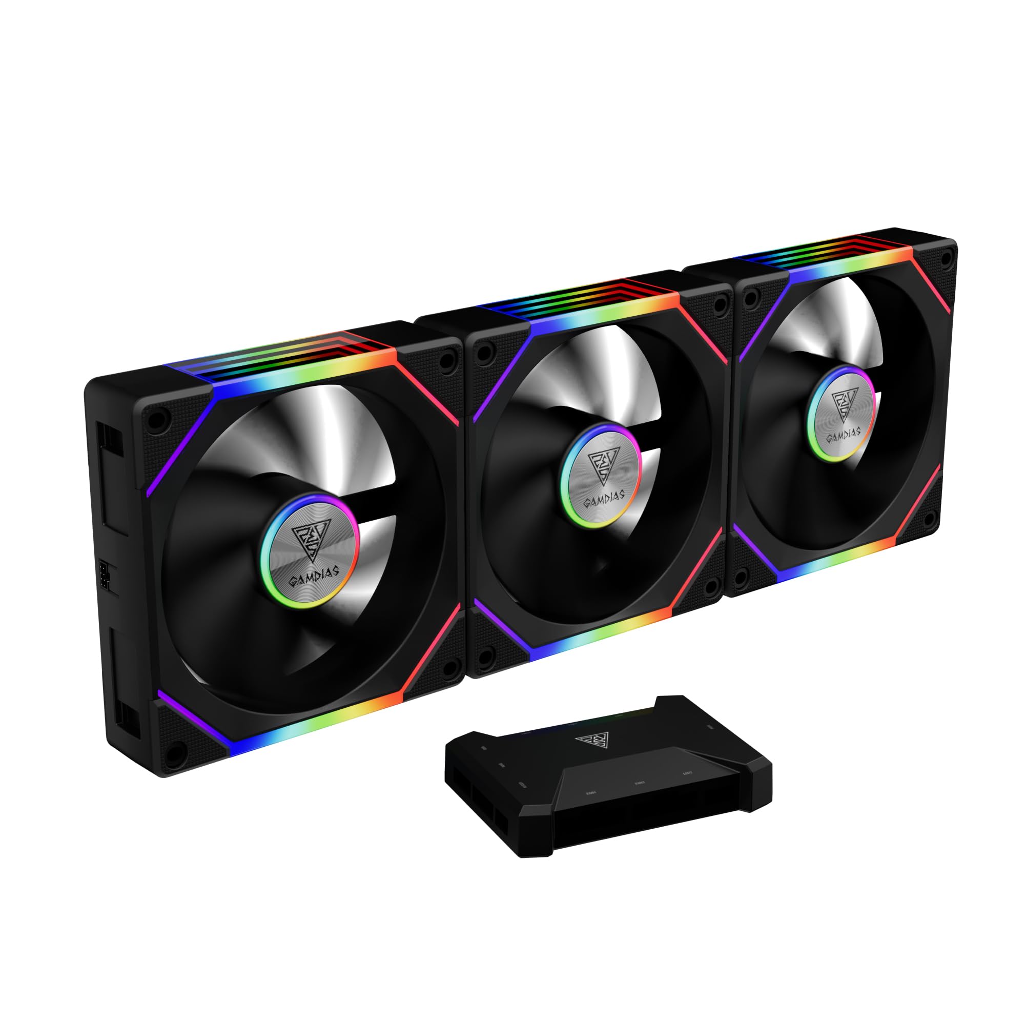 GAMDIAS 3x120mm Ventiladores RGB ARGB PWM para Caja con