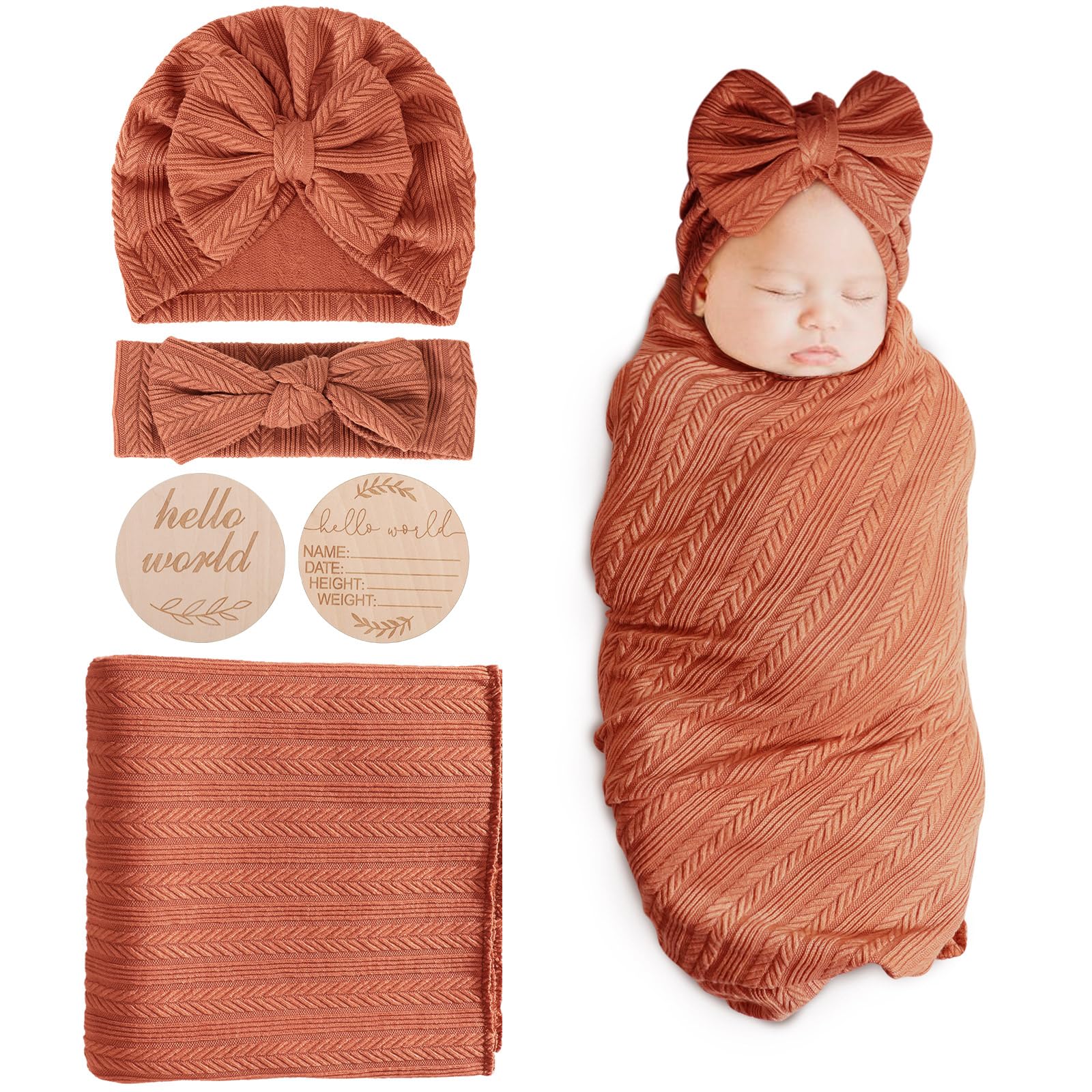 BQUBO Mantas de Envoltura para Bebés Niñas, Set de 4