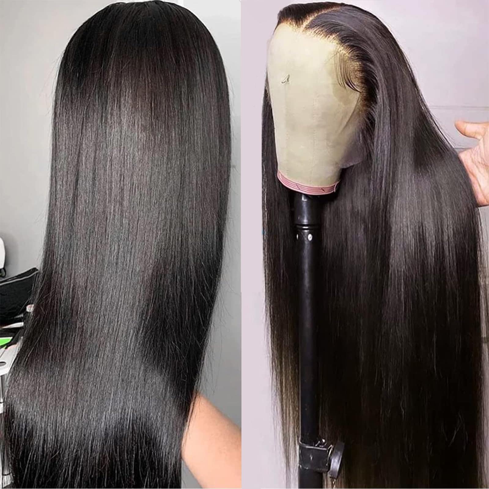 Pelucas de Encaje Frontal Recto de 32 Pulgadas de Cabello - Imagen 3