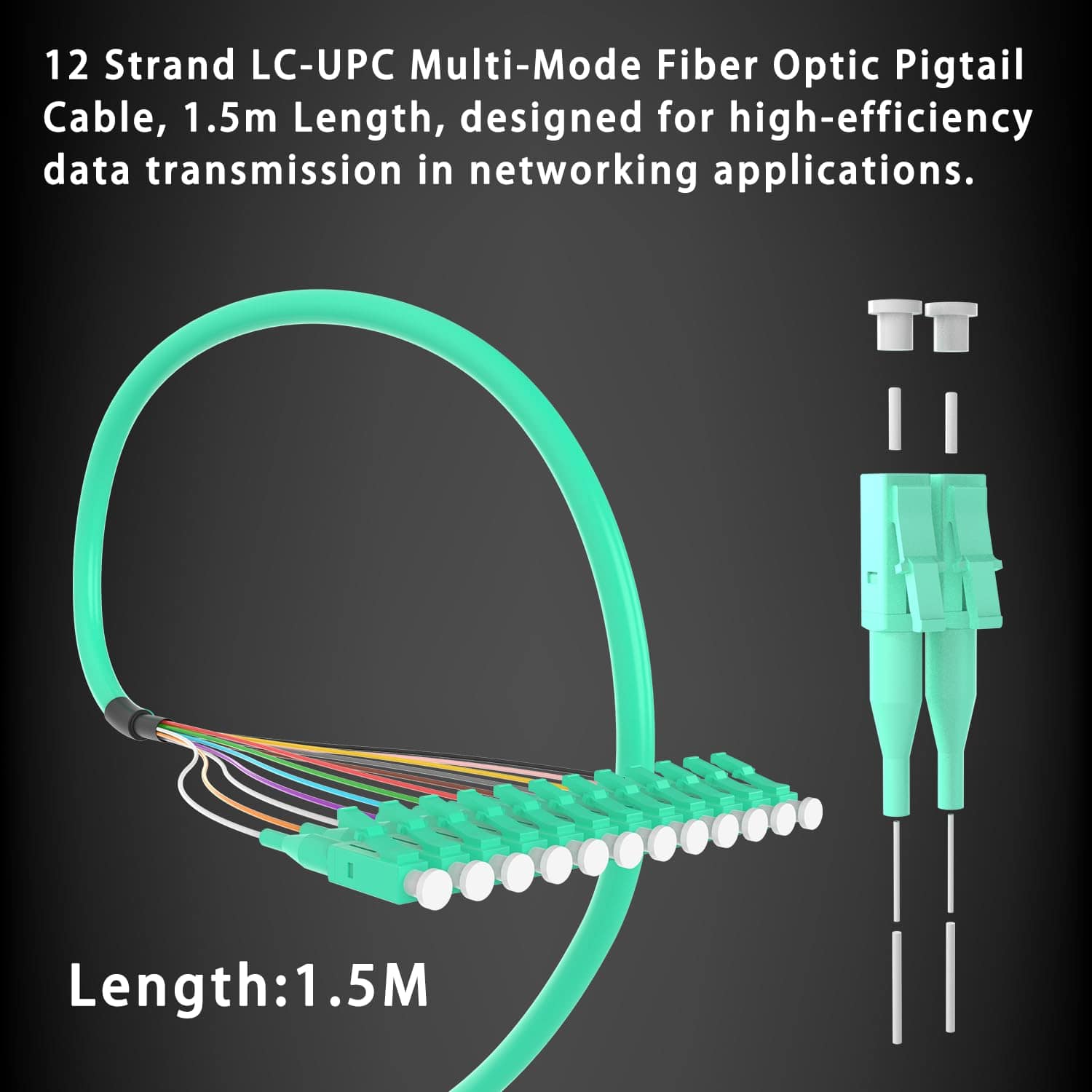 4 Pack LC UPC 12 Strand Cables de Cola de Fibra Óptica - Imagen 4