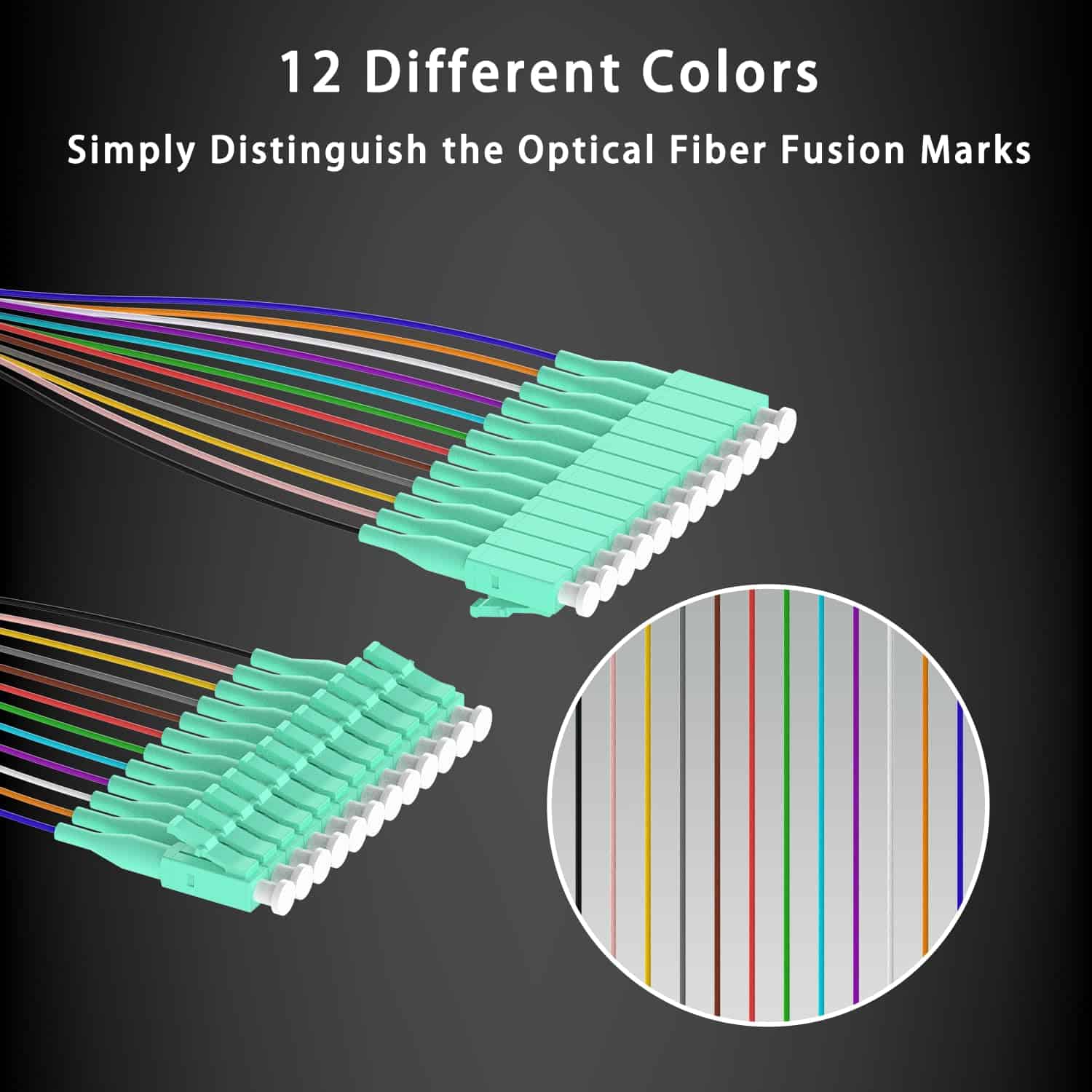 4 Pack LC UPC 12 Strand Cables de Cola de Fibra Óptica - Imagen 9
