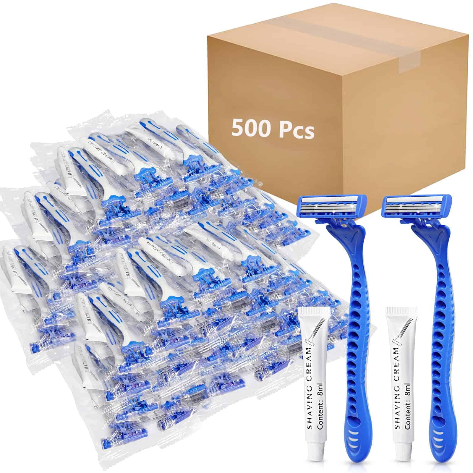 (Paquete de 500) Kheoxusa 3 cuchillas maquinilla de afeitar