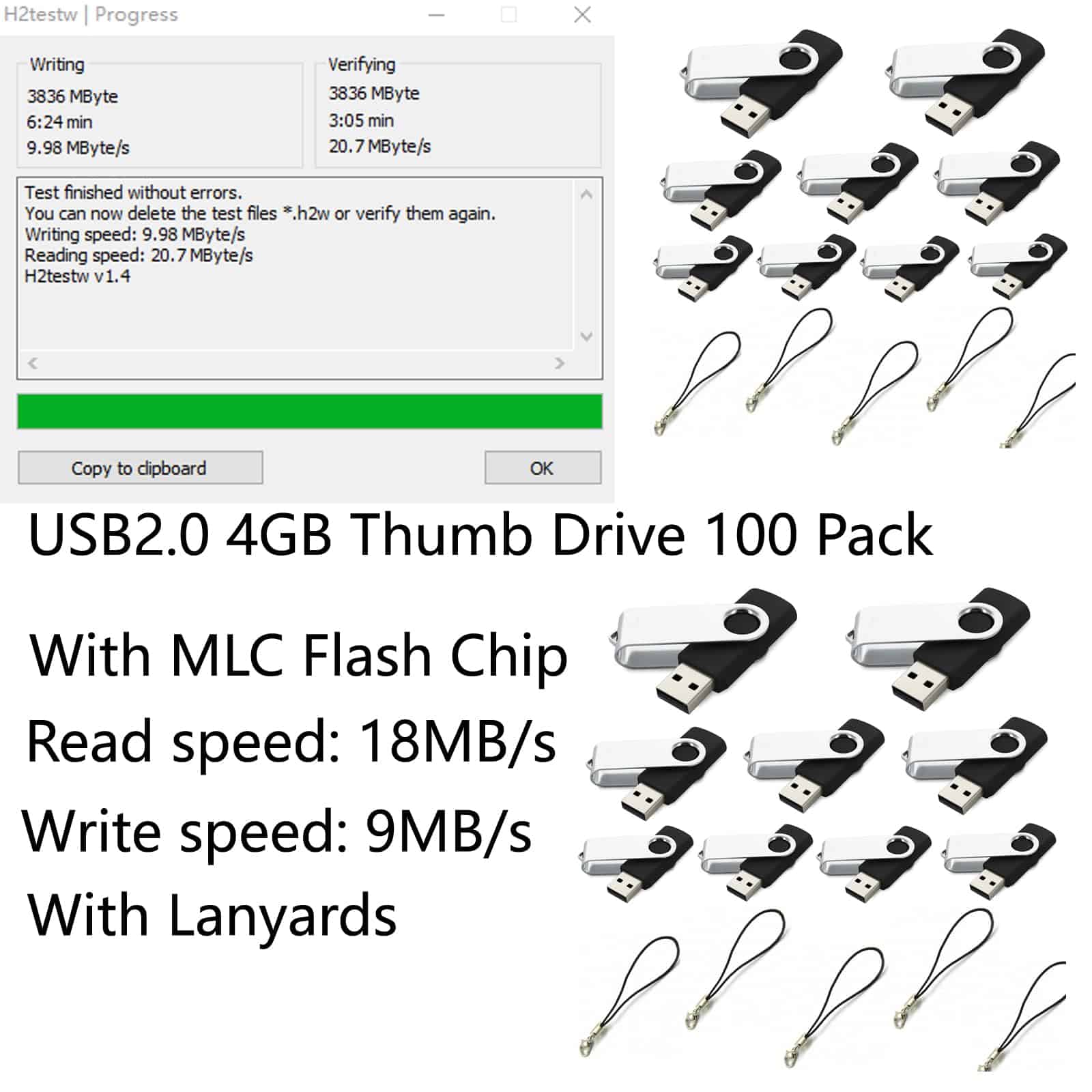 Paquete de 100 unidades de Memoria Flash Mokaabb 4GB USB - Image 3