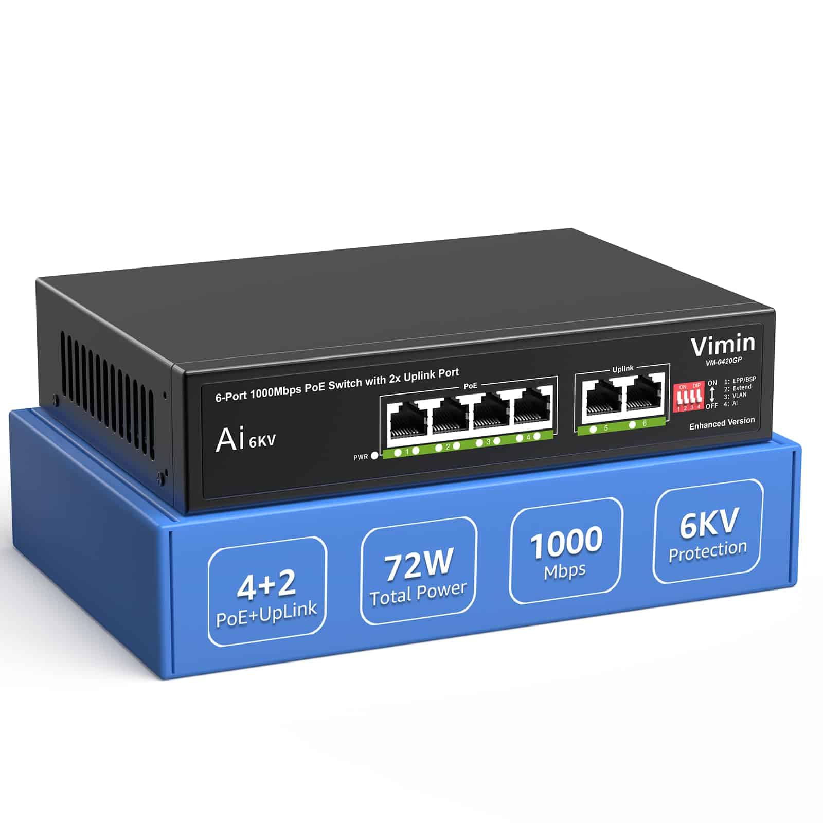 [Actualizado] Switch PoE Gigabit de 6 Puertos con 4 Puertos