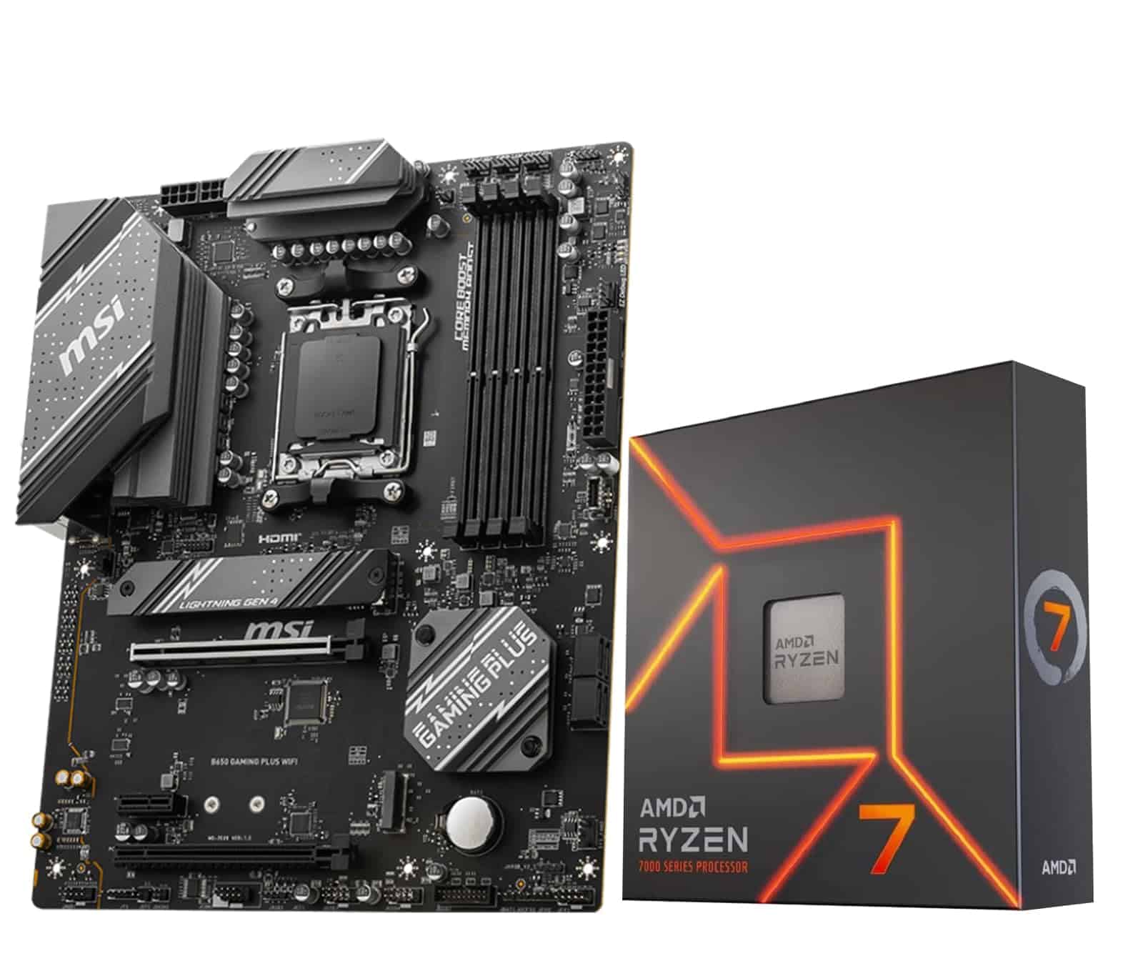 Procesador de CPU AMD Ryzen 7 7700X con Placa Base de