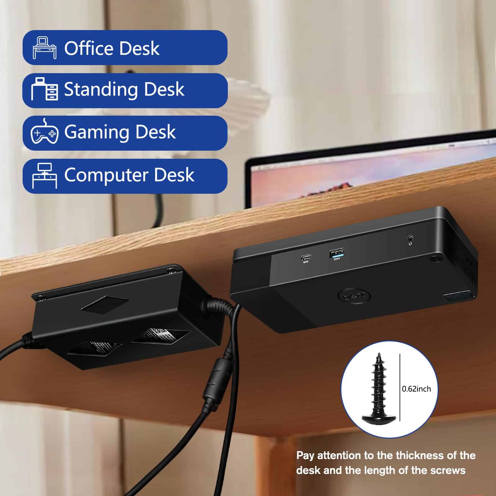 Soporte de montaje bajo el escritorio para Dell WD19 / - Imagen 7