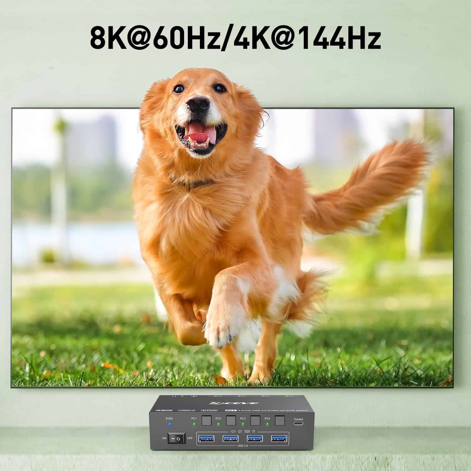 Switch KVM 4 Computadoras 8K@60Hz 4K@144Hz, Simulación - Imagen 7