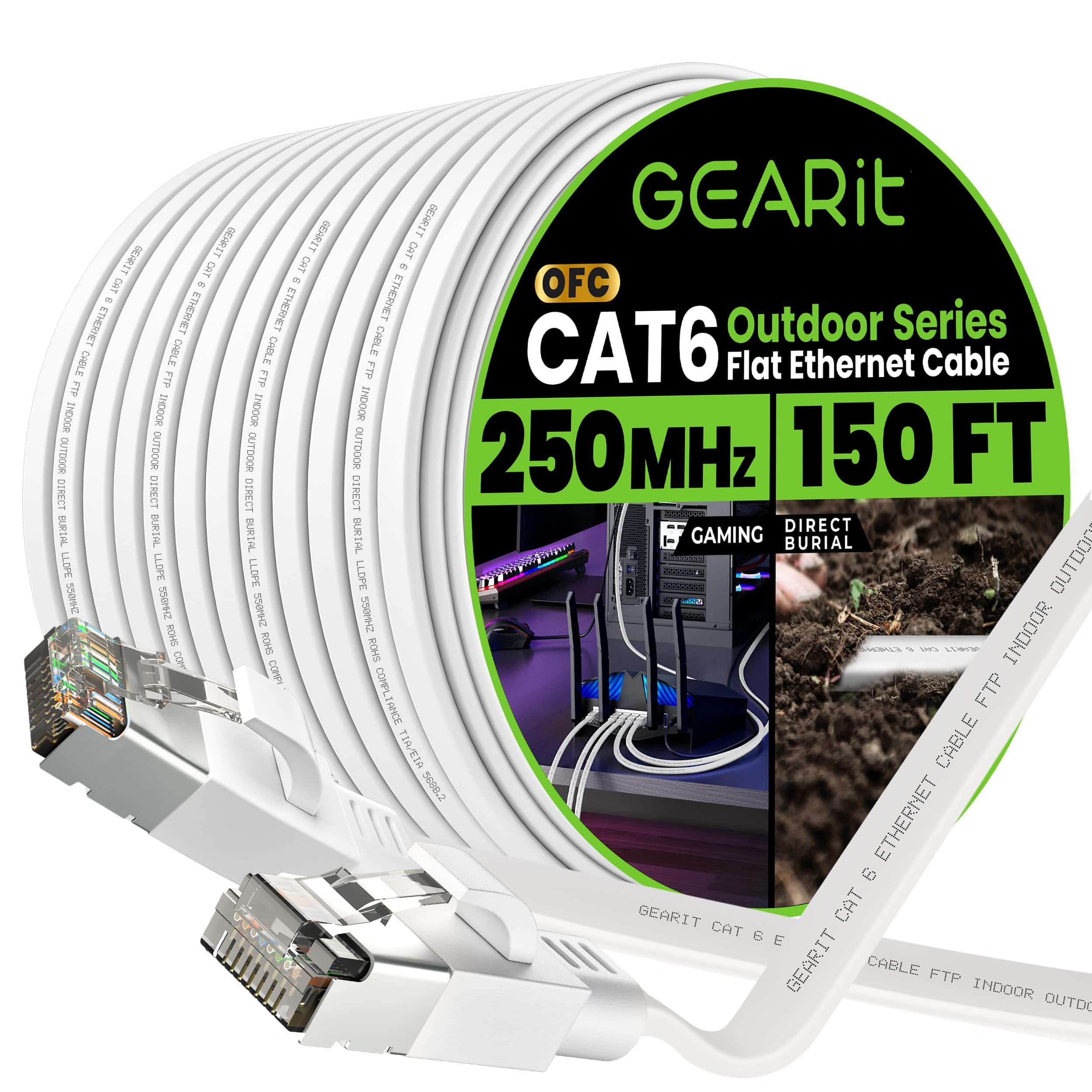 Cable Ethernet Plano para Exteriores GEARit Cat 6 (150ft,