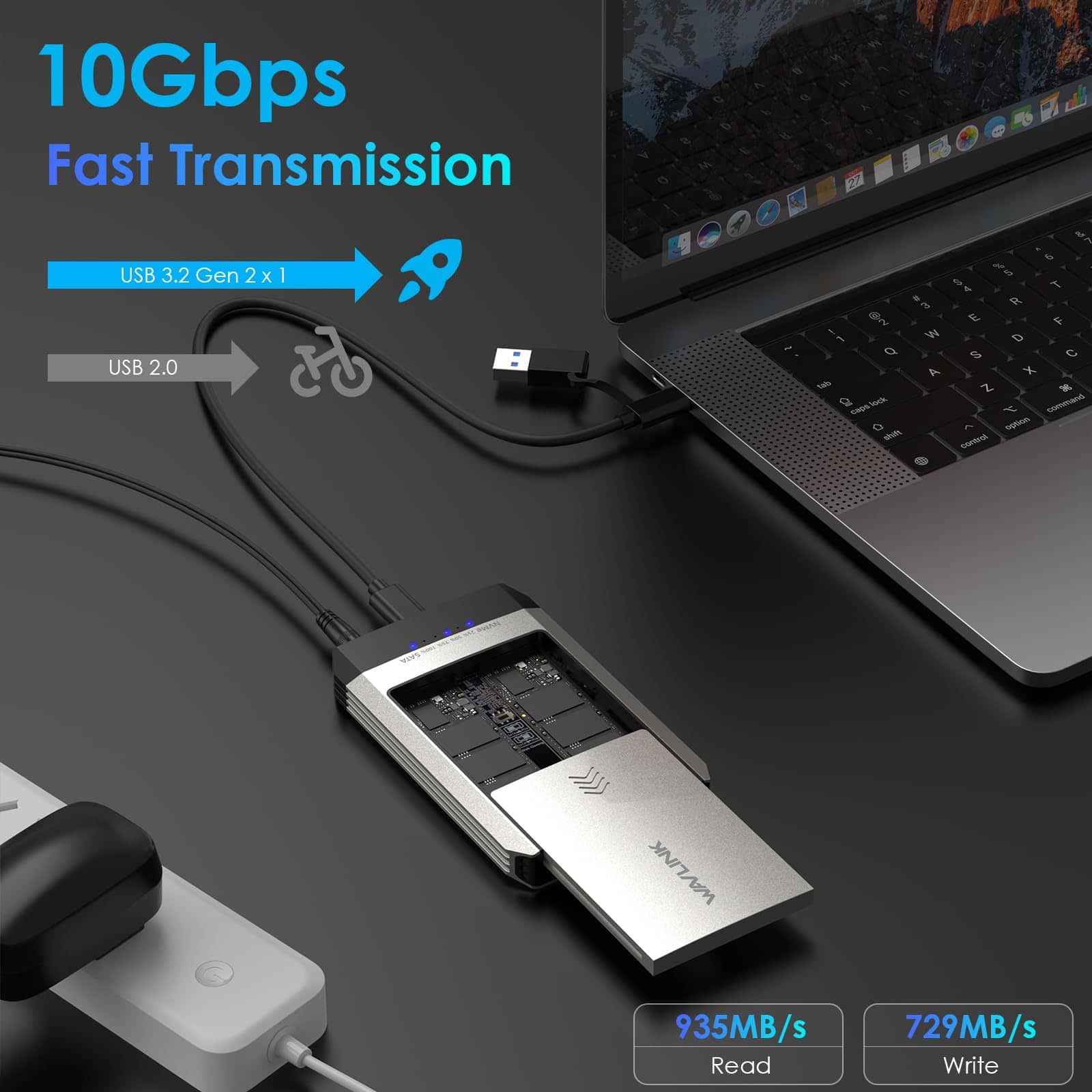 Clonador WAVLINK NVMe, Duplicadora M.2 de Doble Bahía - Imagen 5