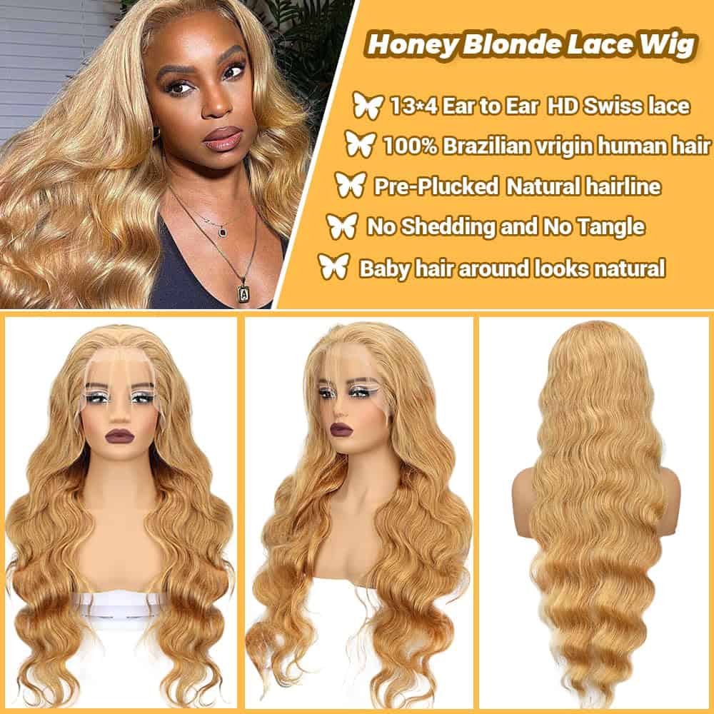 Peluca Rubia de Encaje Wave de Cuerpo 13x4 de Alta Densidad - Imagen 4