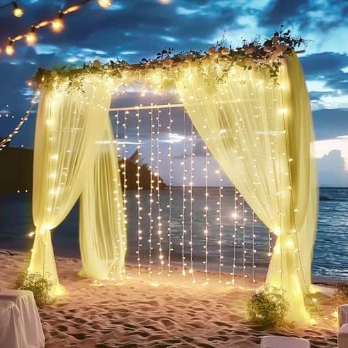 Cortinas de Tul de Fondo con Luces para Fiestas HAEFOO - - Image 6
