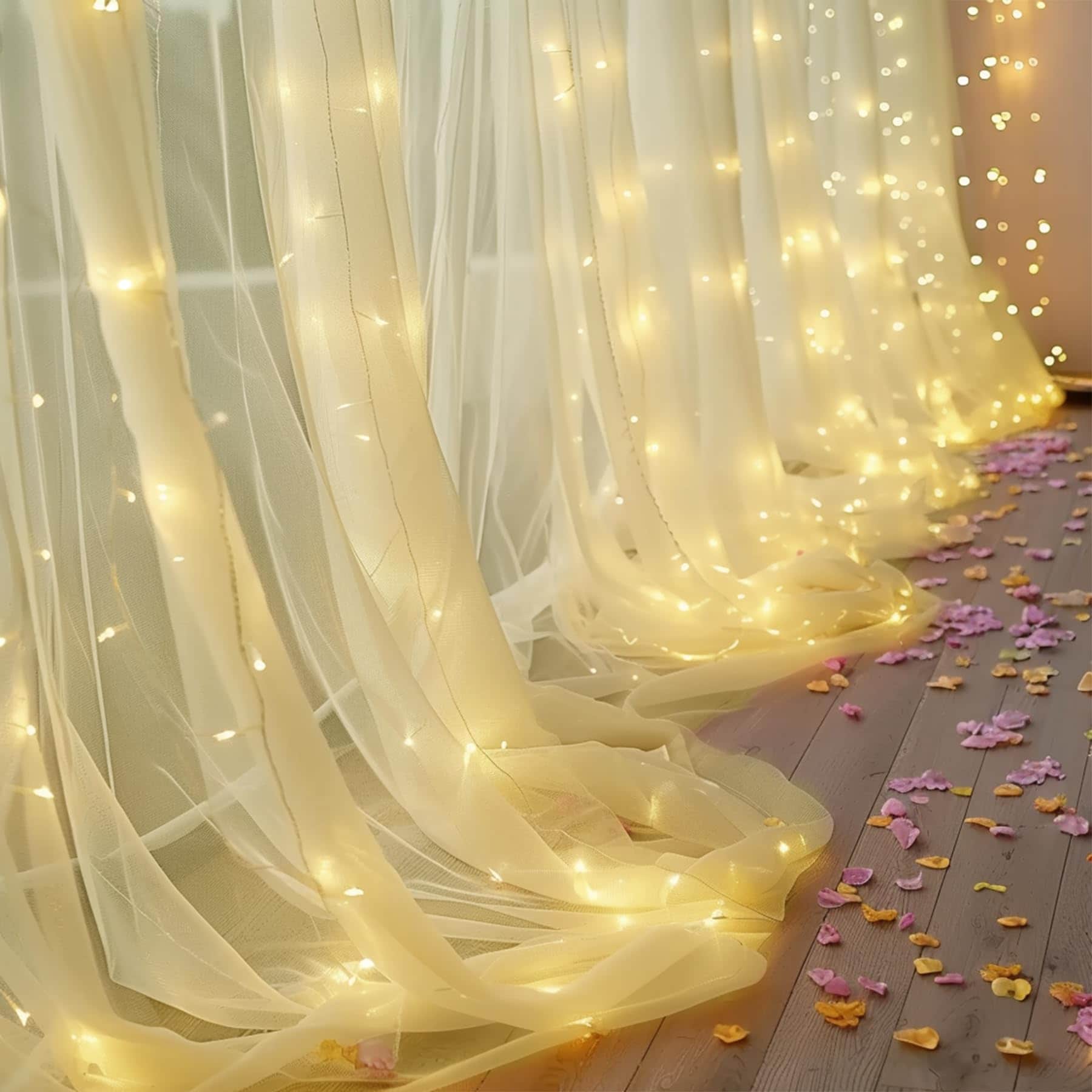 Cortinas de Tul de Fondo con Luces para Fiestas HAEFOO - - Image 4