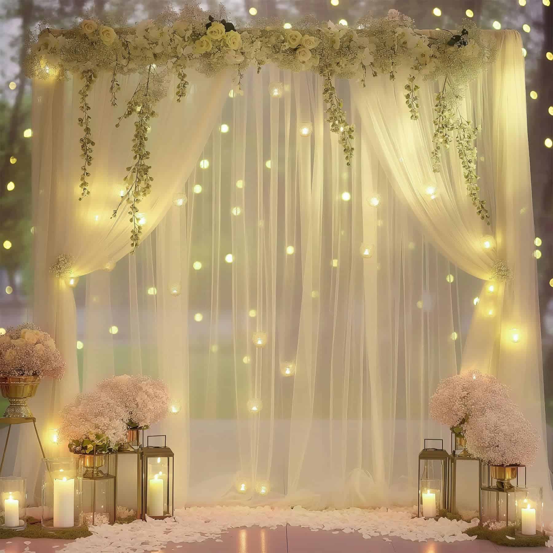Cortinas de Tul de Fondo con Luces para Fiestas HAEFOO - - Image 7