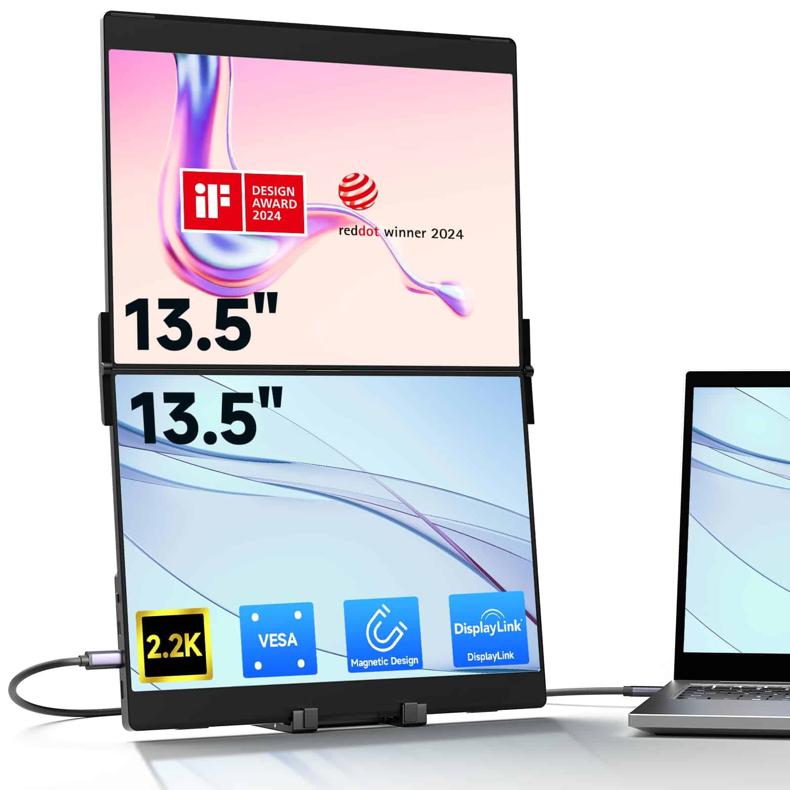 Monitor portátil JSAUX FlipGo 13.5" 2.2K de doble pantalla